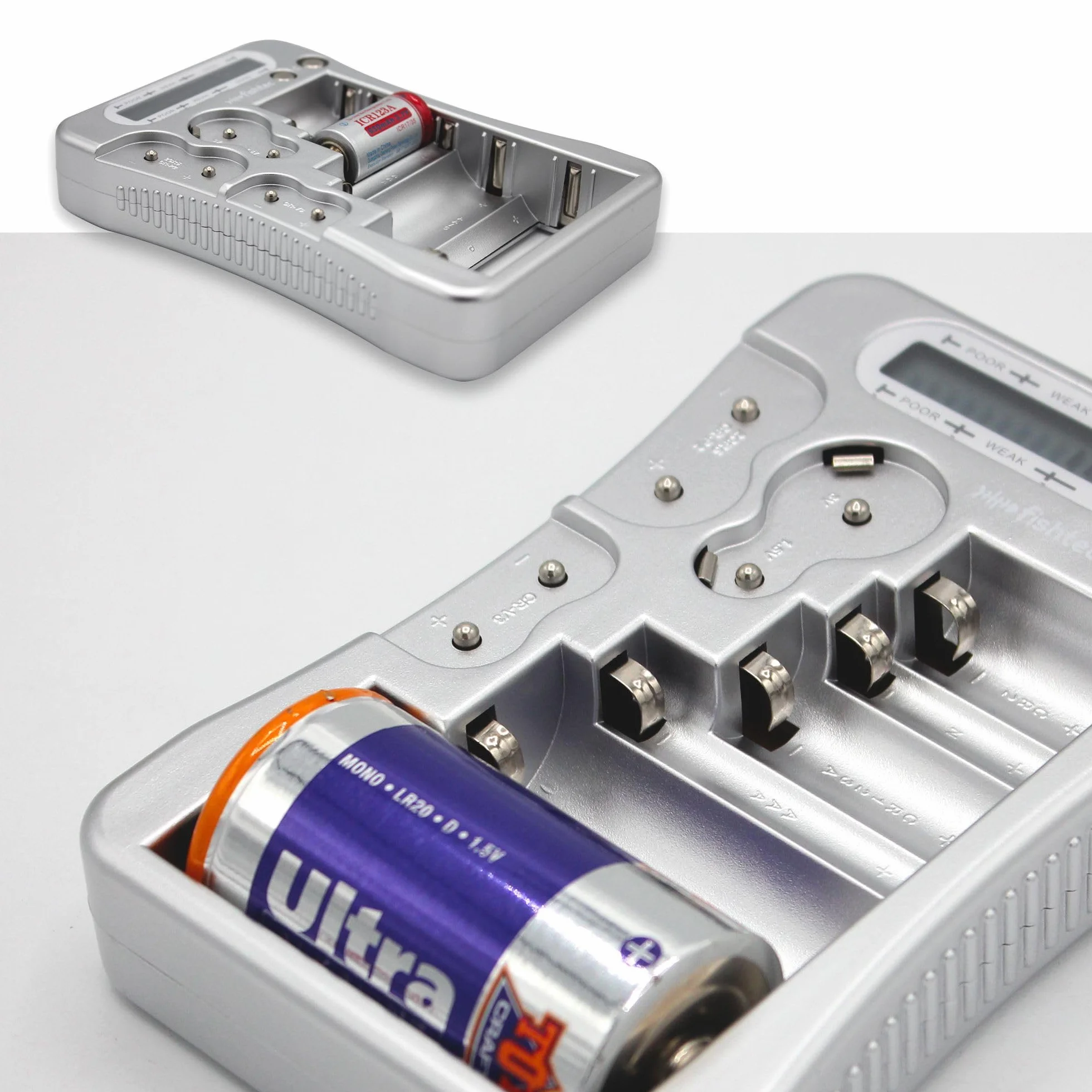FISHTEC Tester di Batterie Universale Schermo Digitale LCD Indicatore a Livelli per Pile AA AAA C D 9V Bottone Litio