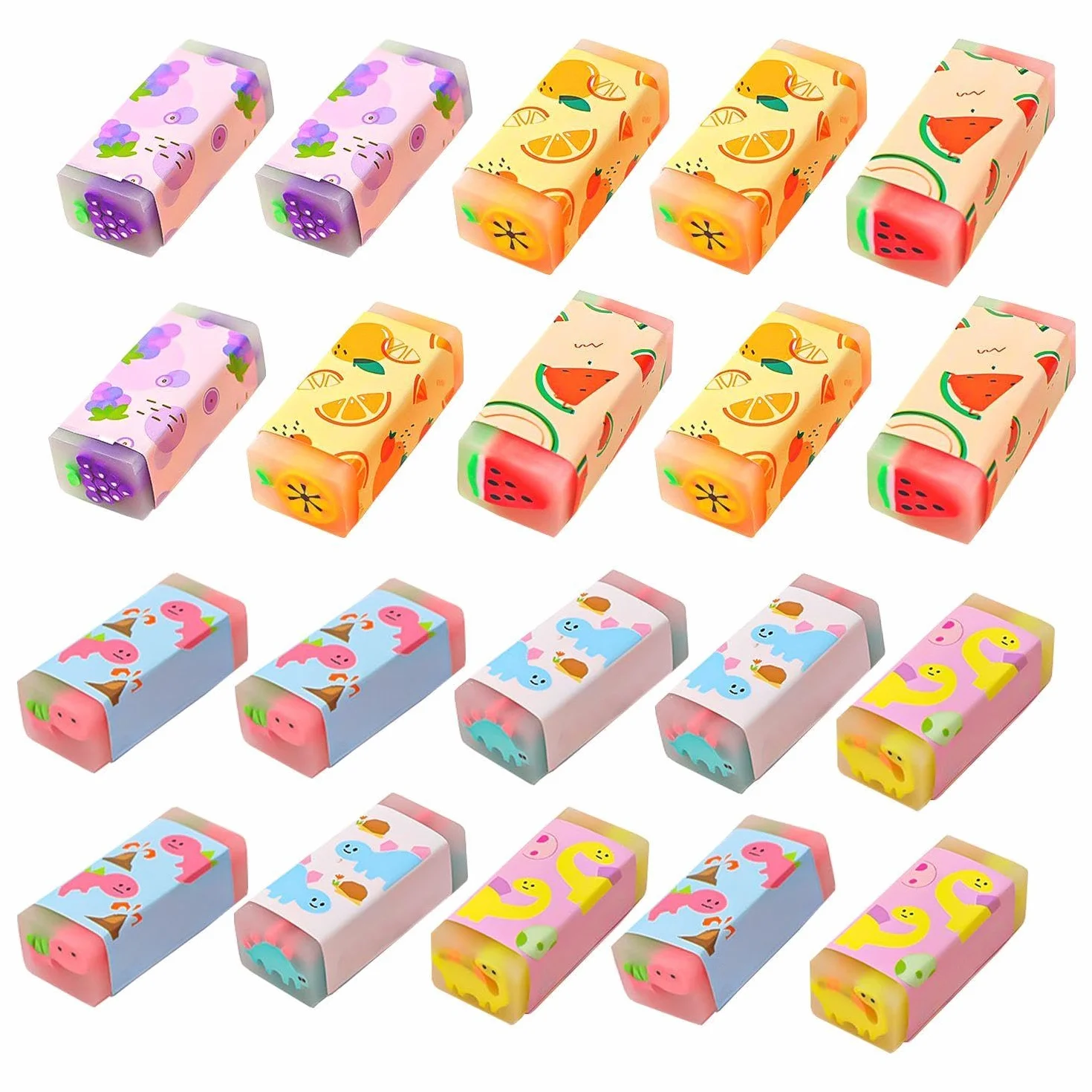 Gomme Per Dinosauri E Da Frutto, Cartoni Animati Carini, Materiali Scolastici Creative