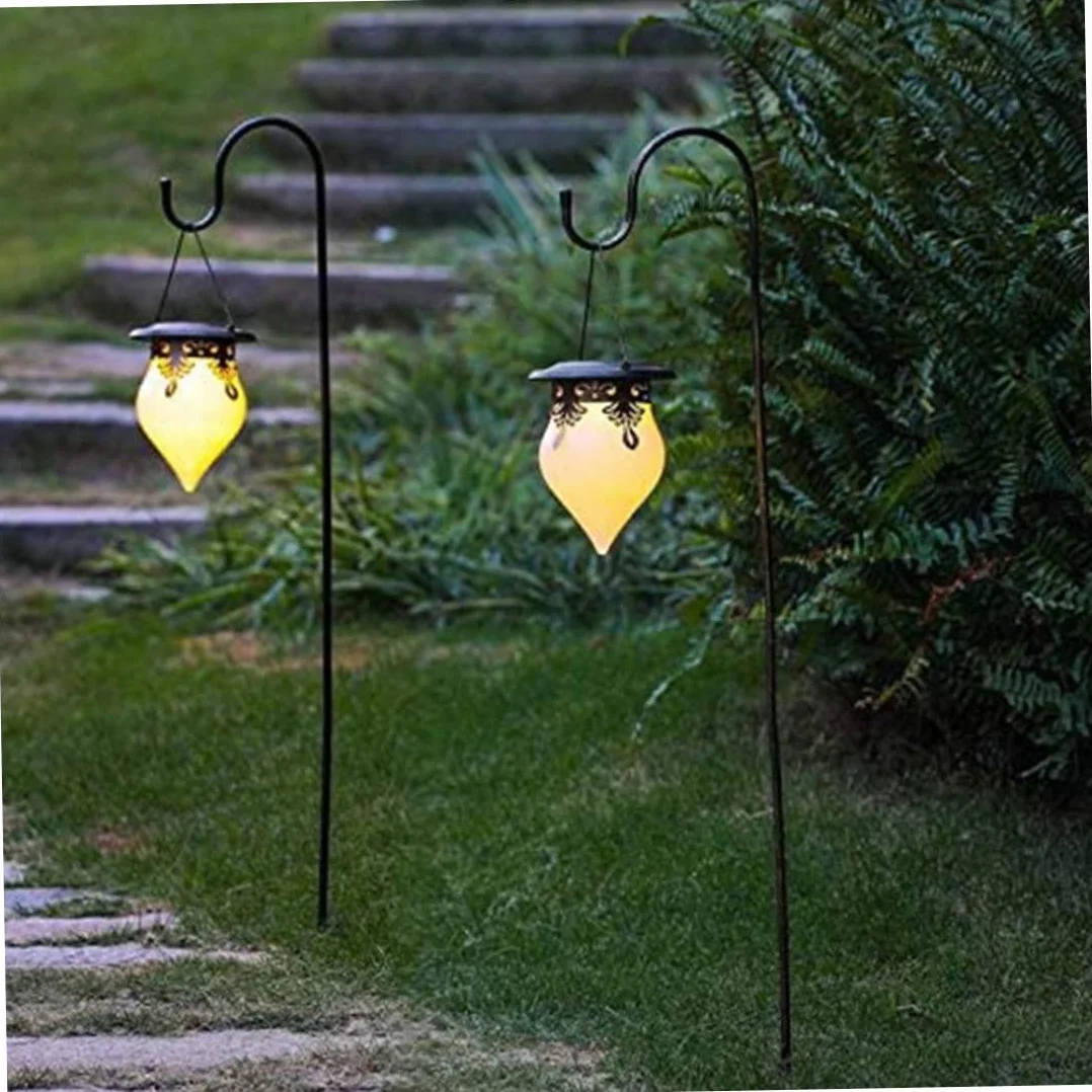 Ganci da giardino in metallo altezza regolabile 2 pz per lanterne natalizie solari