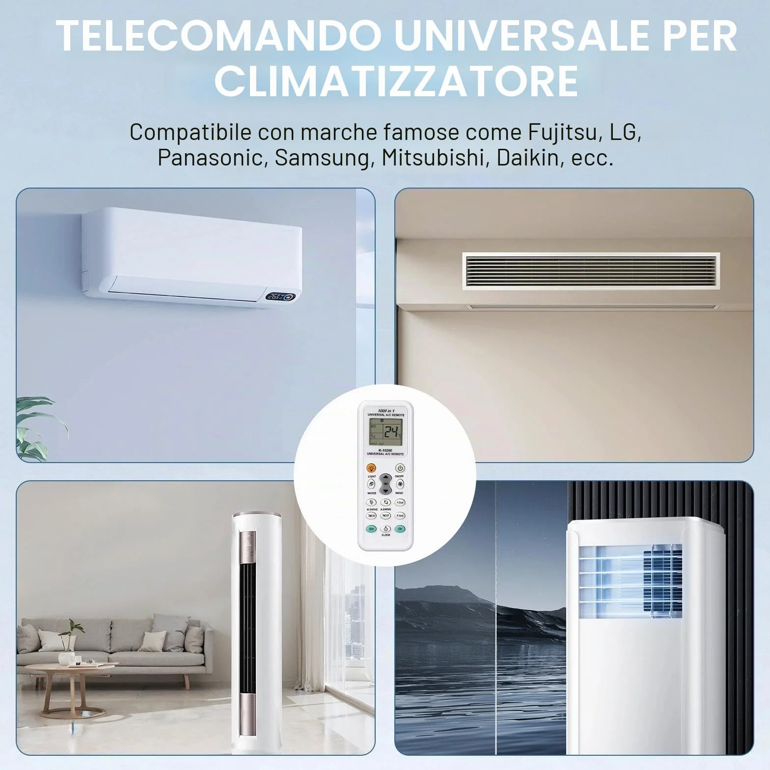 Telecomando Universale per Climatizzatori K-1028e Compatibile LCD 1000 in 1