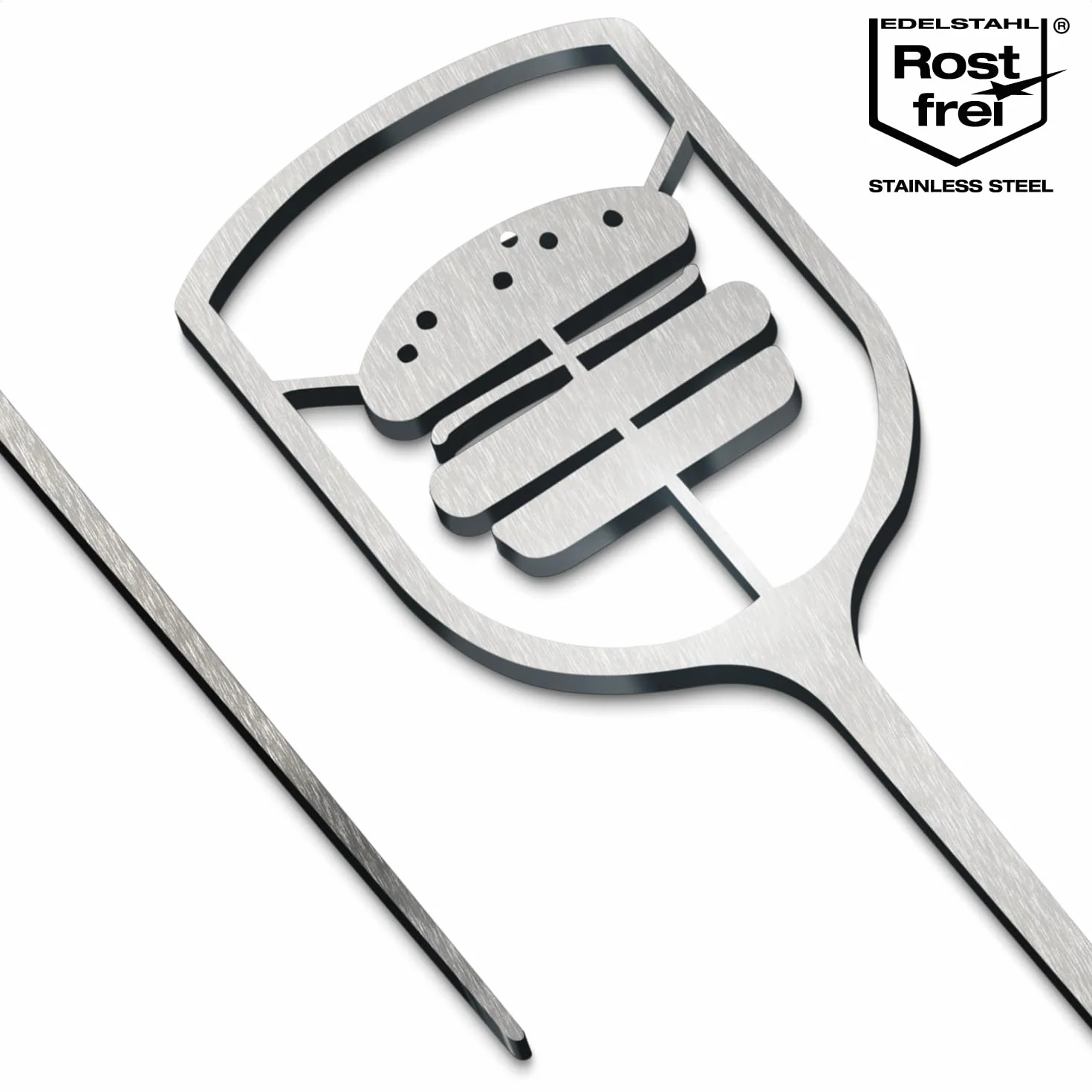 com-four® 6 spiedini burger acciaio inox 16 cm, punte metalliche con impugnatura ampia aperta, accessorio cucina, barbecue per servizio elegante (6x - aperto - 16 cm)