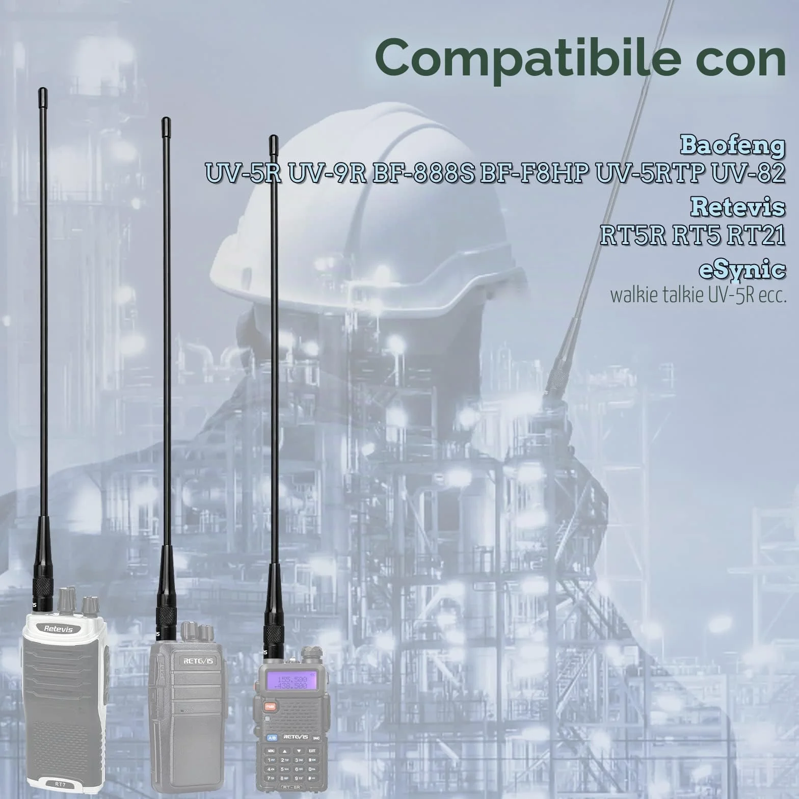 Retevis RHD771 Antenna Ricetrasmittenti Elite Frusta 38CM SMA-F Doppia Banda 144/430 MHz Compatibile con Baofeng UV-5R