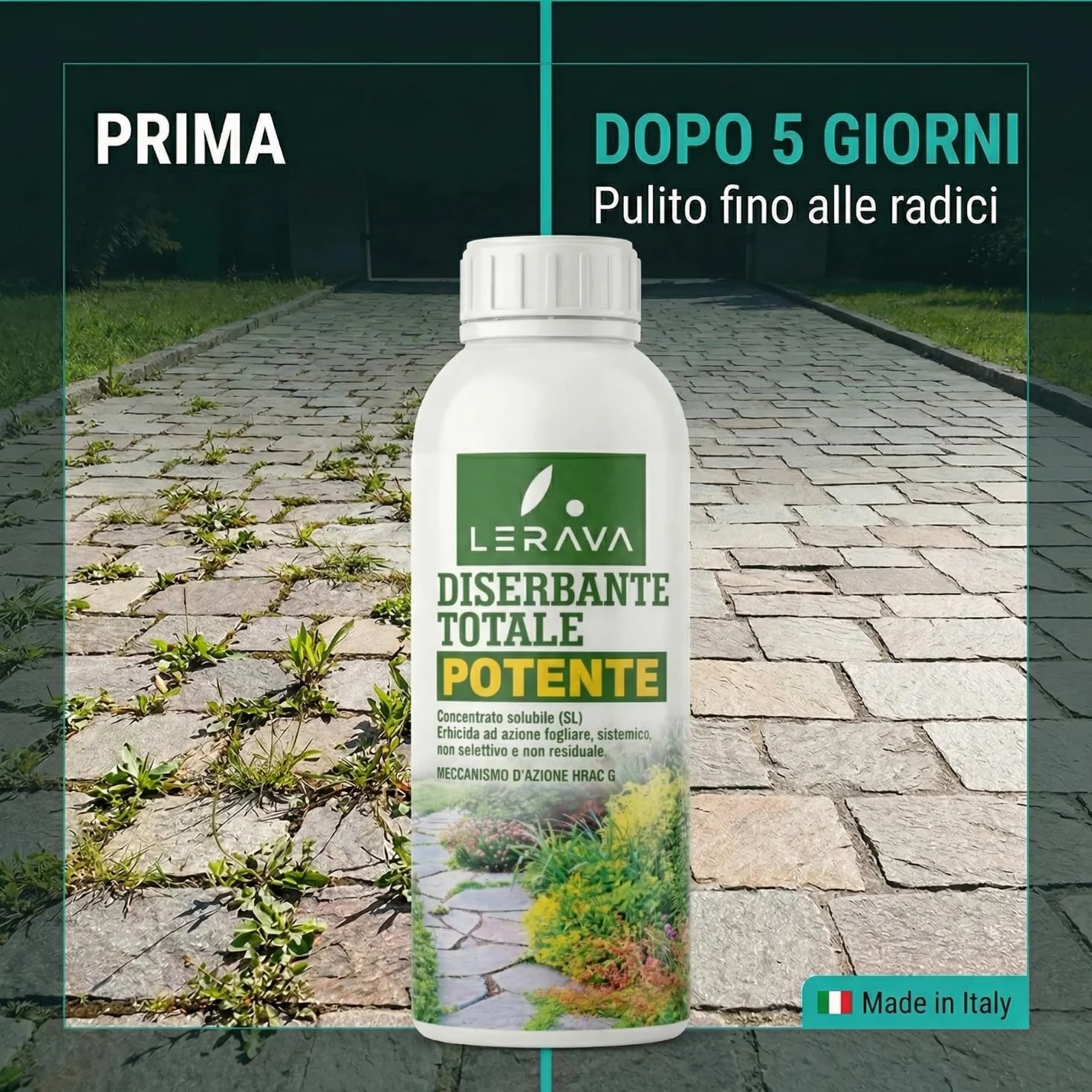 LERAVA® Diserbante Totale Potente (2x500 ml) - Glifosato erbicida contro erbacce
