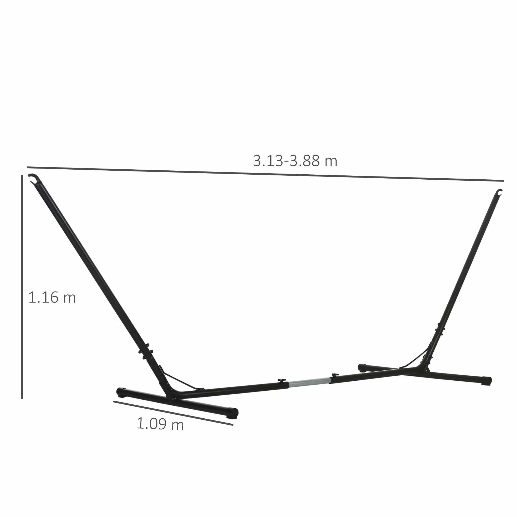 Outsunny Regulowane Podparcie Do Hamaka 120kg 313-388x109x116cm Czarny