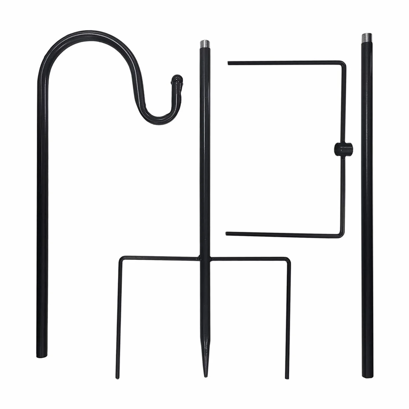 Gancio per pastore da giardino in metallo 96cm con gancio per fioriera lanterne luci decorazioni 2 Nero