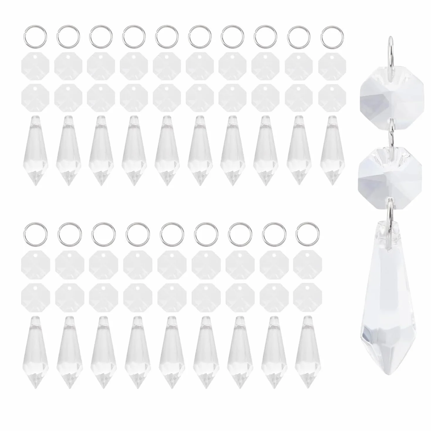 MEISO 20 Set 38mm Cristalli di Ricambio per Lampadari, Pendenti Trasparenti, Ciondolo in Cristallo Prisma di Ghiacciolo per Giardino, Decorazione di Nozze, Fai da Te