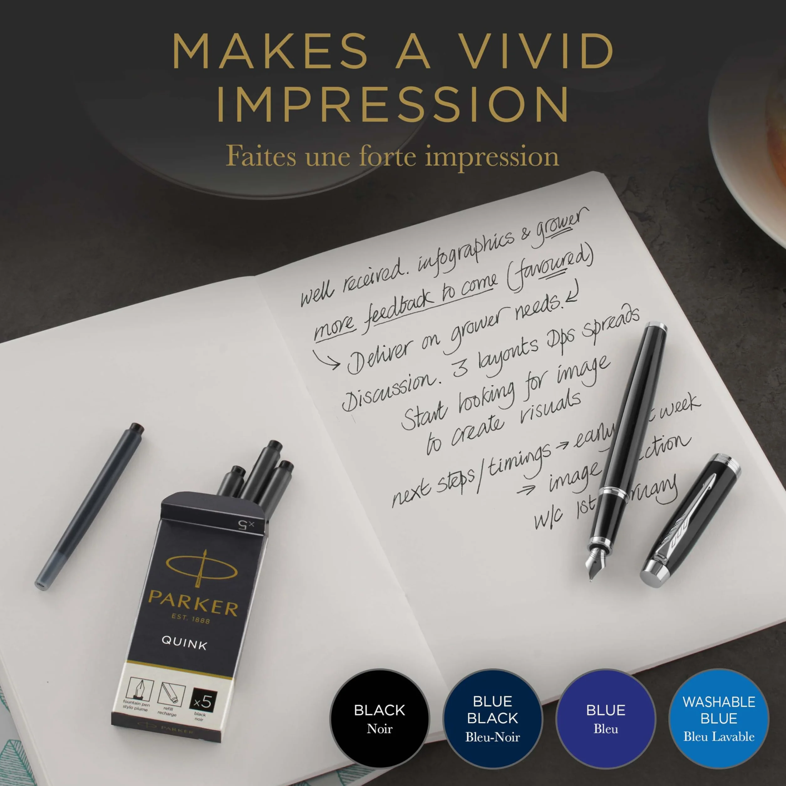 Parker Cartucce di Ricarica Inchiostro Penna Stilografica QUINK Blu-Nero Confezione da 5