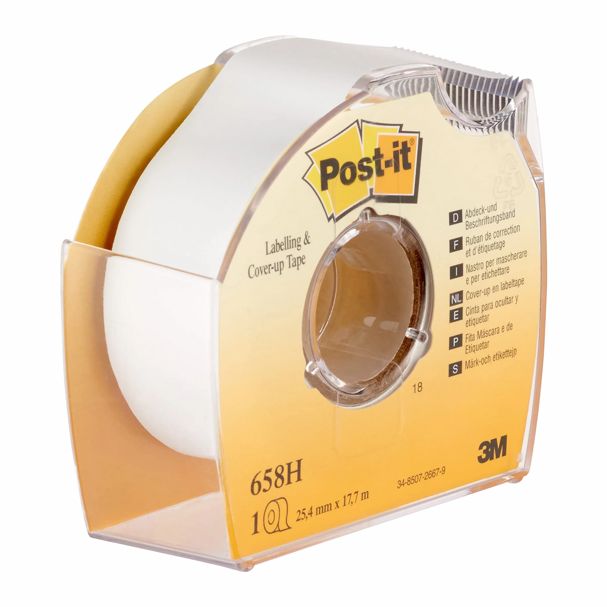 Post-it Nastro Adesivo in Carta Scrivibile Bianco Rimovibile Rotolo 25 mm x 17,7 m
