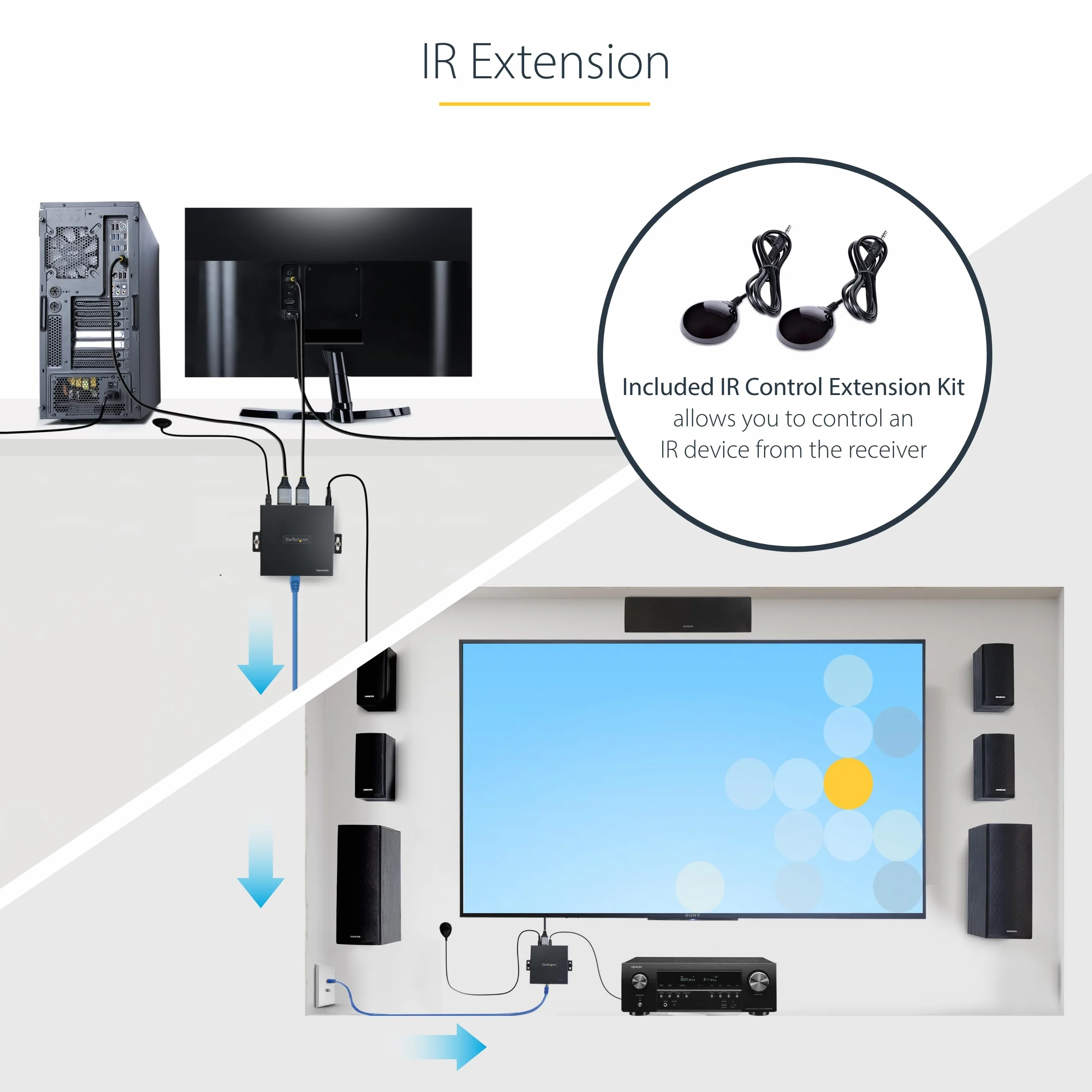 StarTech.com Estensore HDMI 4K 60Hz HDR CAT5/CAT6 fino a 70m con Uscita HDMI e S/PDIF - Kit Trasmettitore e Ricevitore