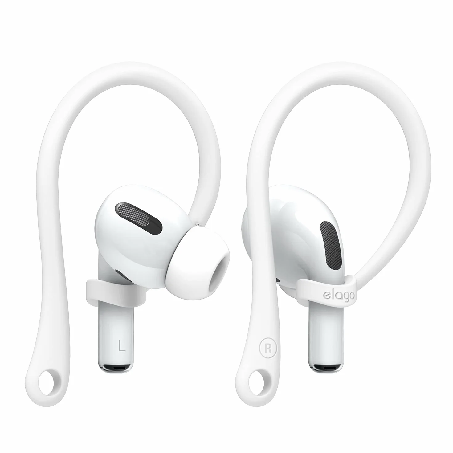 elago EarHooks Ganci Auricolari Compatibili con Apple AirPods Pro 3/2/1 e AirPods 4/3/2/1, Supporti Antiscivolo in TPU per Sport, Bianco