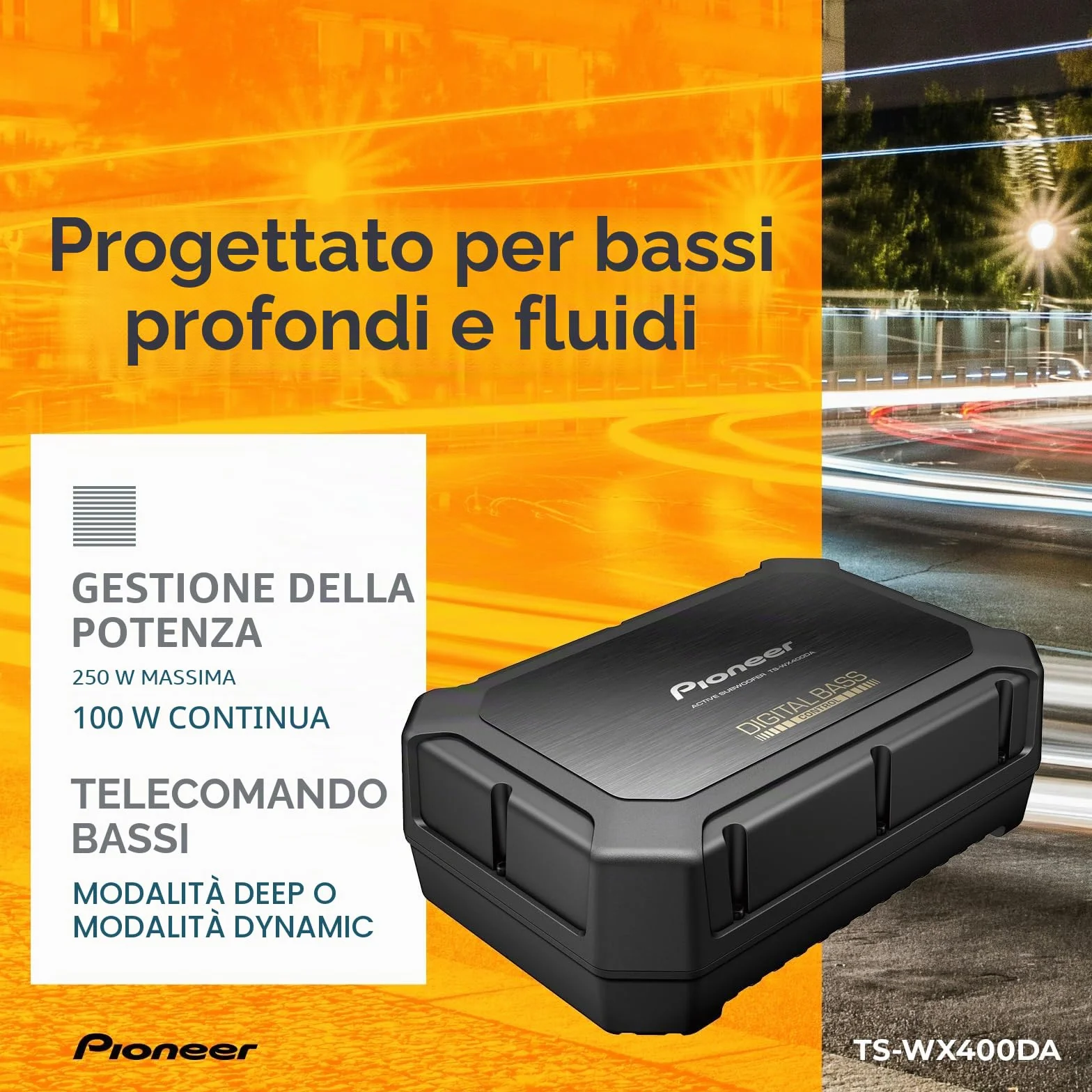 PIONEER TS-WX400DA Subwoofer attivo classe D 250 W nero 300 x 100 x 200 mm