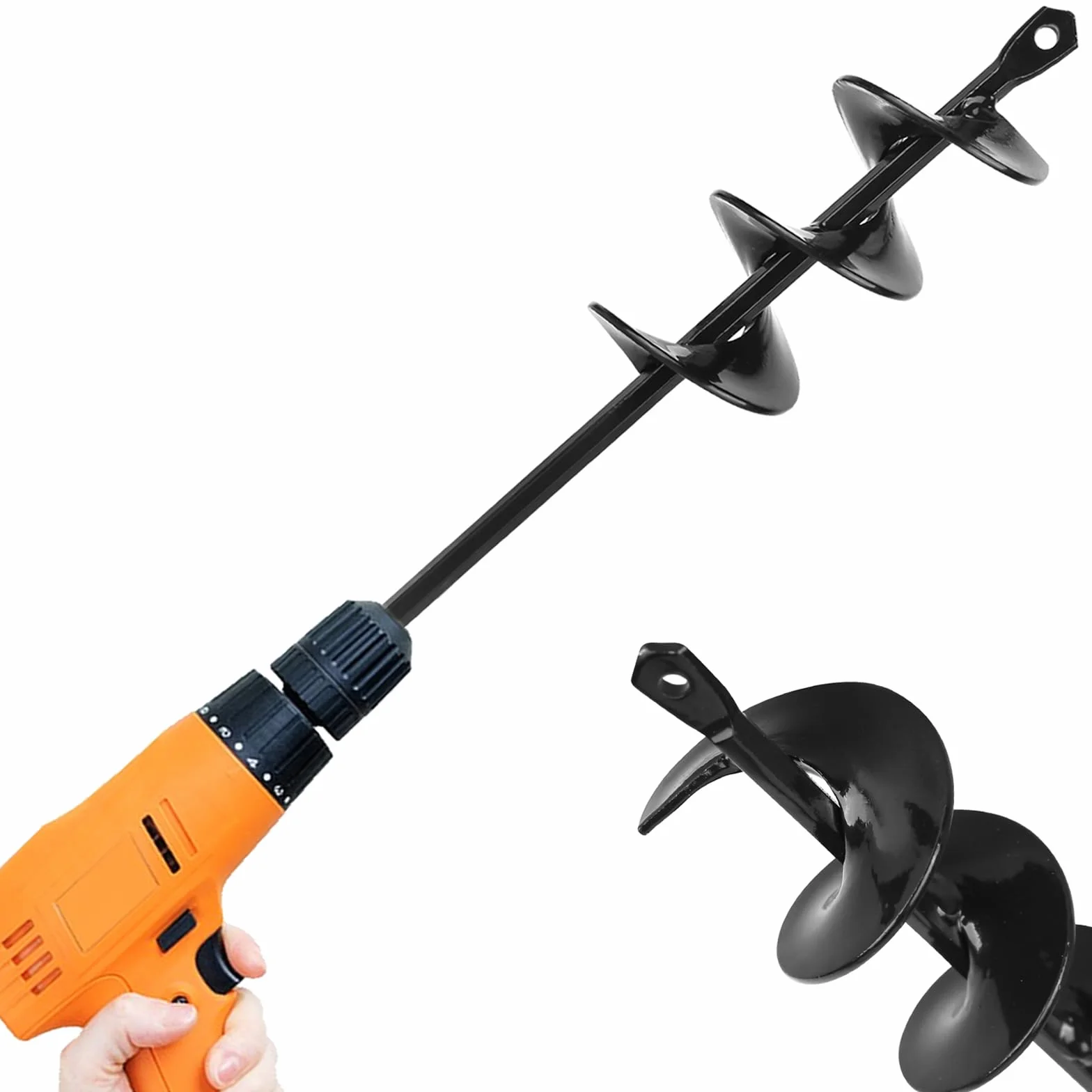 Trapano da giardino per trapano, trapano per avvitatore a batteria, carichi pesanti, fioriere a lumaca, coltivatore del terreno, strumento di scavo per piantare, piantare e forare (22 cm)