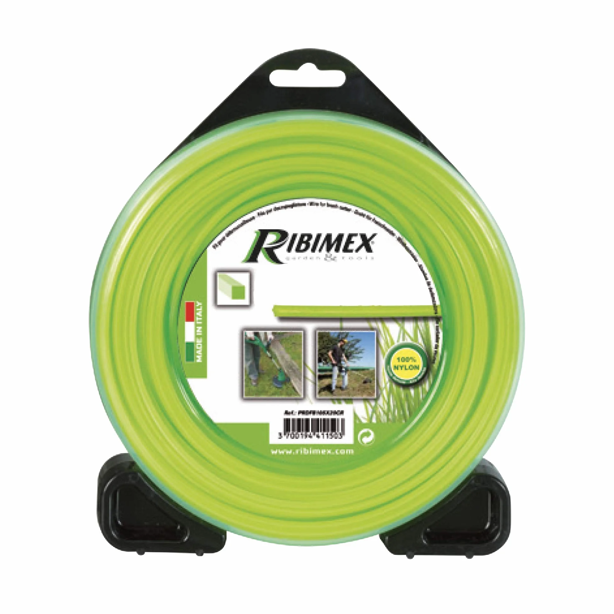 Ribimex Filo Quadrato per Decespugliatore in Nylon Alta Densità, 30 m, Blister da 450 g, Ø 4 mm, Resistente per Uso Intensivo - Prdfb030X40Cr