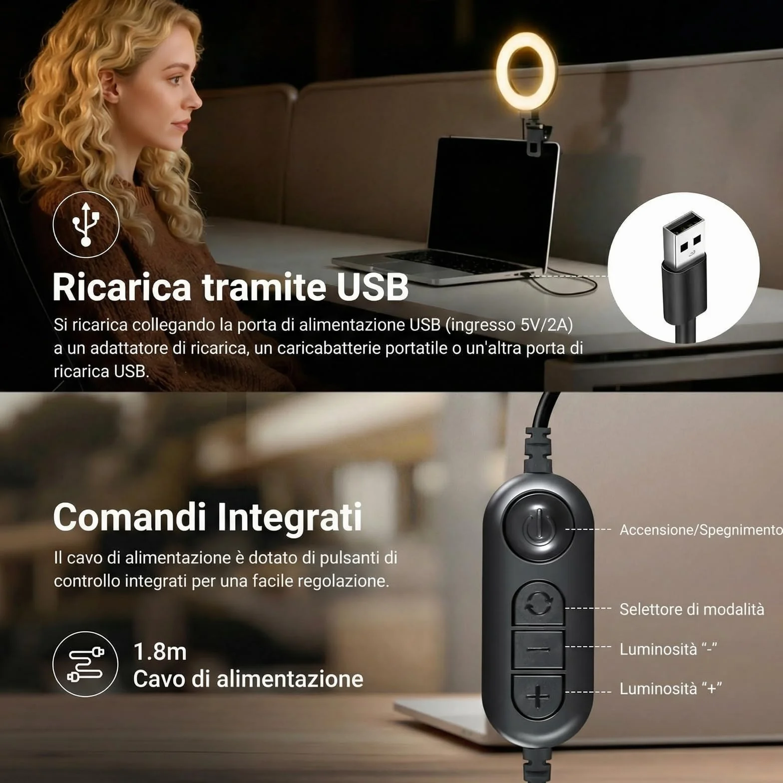 NEEWER BASICS BR60 5" Ring Light Clip-on Lamp 10W 3000K-6000K Dimmerable for Laptop Computer Monitor Video Conference