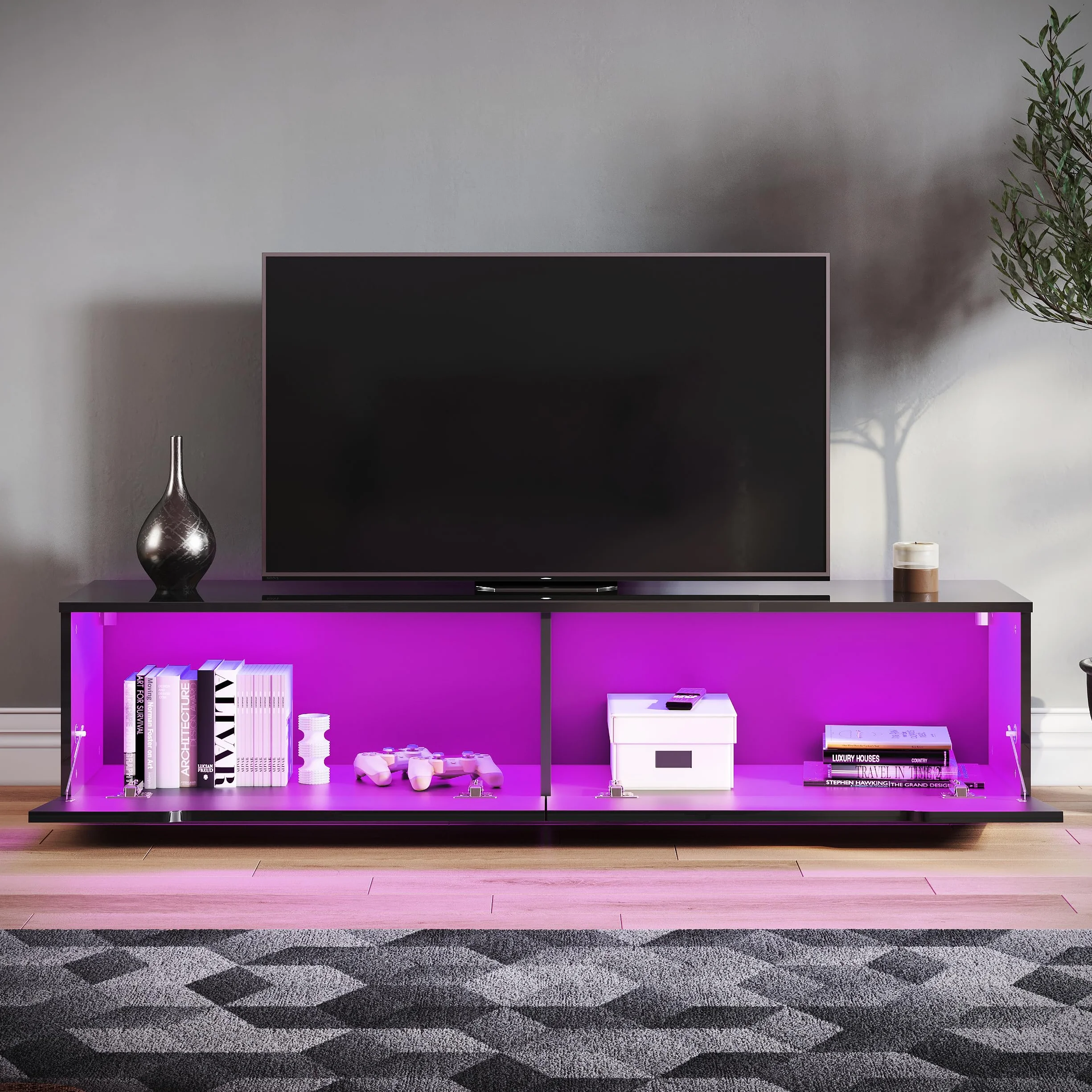 SONNI Mobile TV Sospeso 140x35x30cm Nero