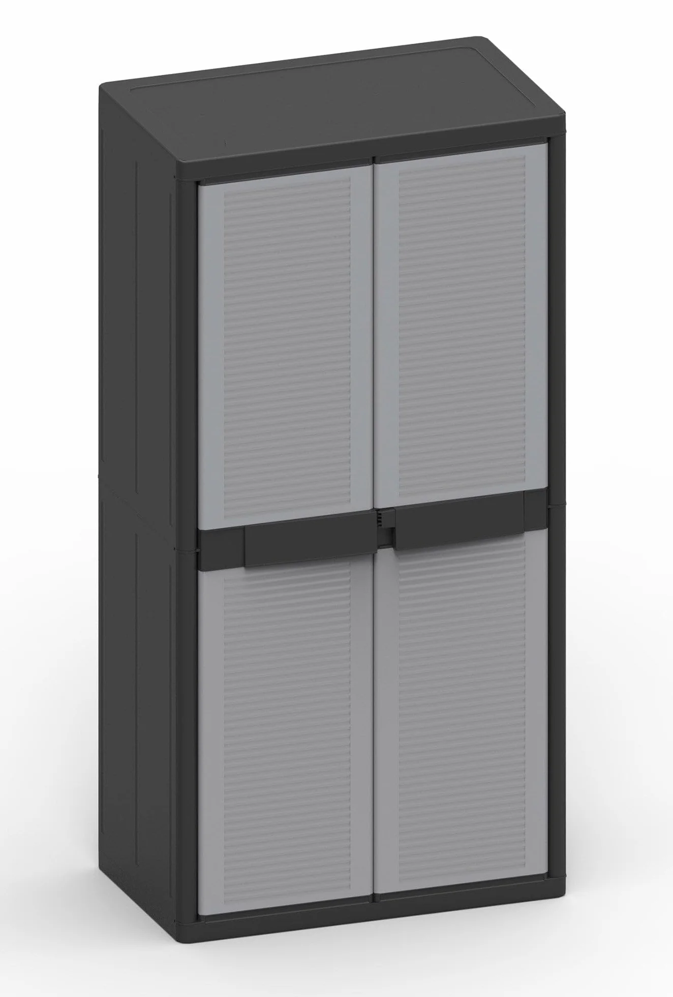 Bonussi Armadio Portascope Modulare da Esterno 89,7x53,7x180 cm 2 Ante 4 Ripiani Polipropilene Grigio e Nero
