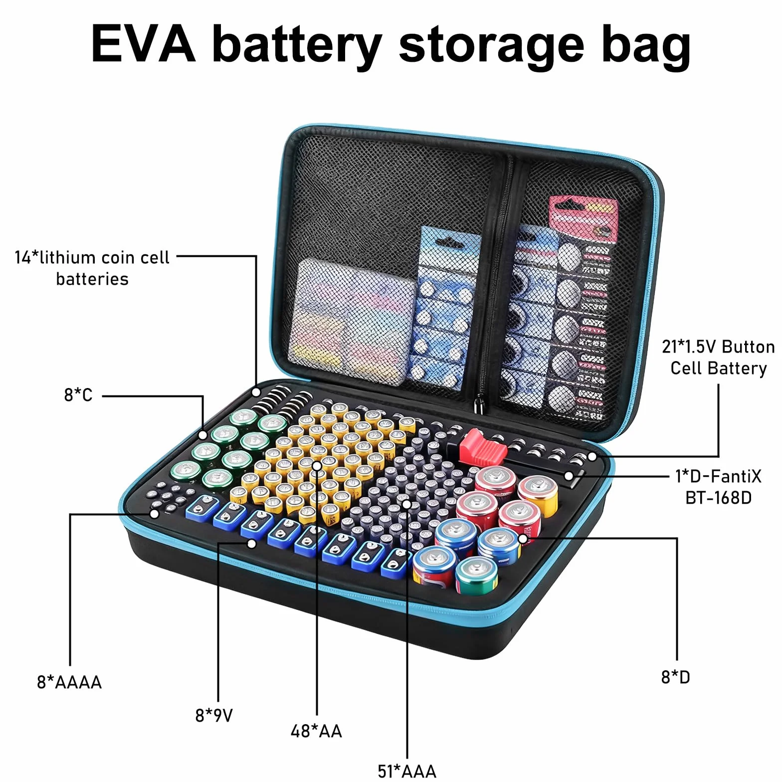 Organizer na baterie 160+ slotów, pojemnik na baterie AA AAA C D 9V, 2A 3A 4A, z testerem BT-168