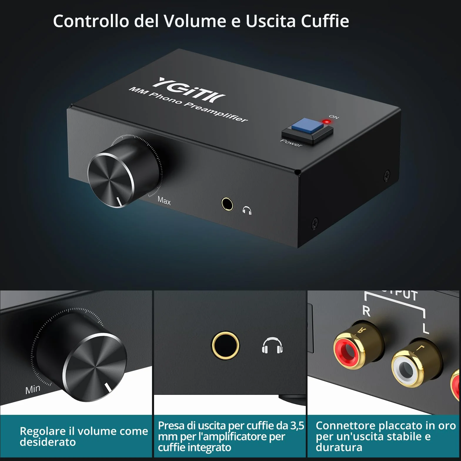 MM Phono Preamplifier RCA Placcata in Oro Ingresso/Uscita DC 12V Mini Preamplificatore Stereo a Basso Rumore