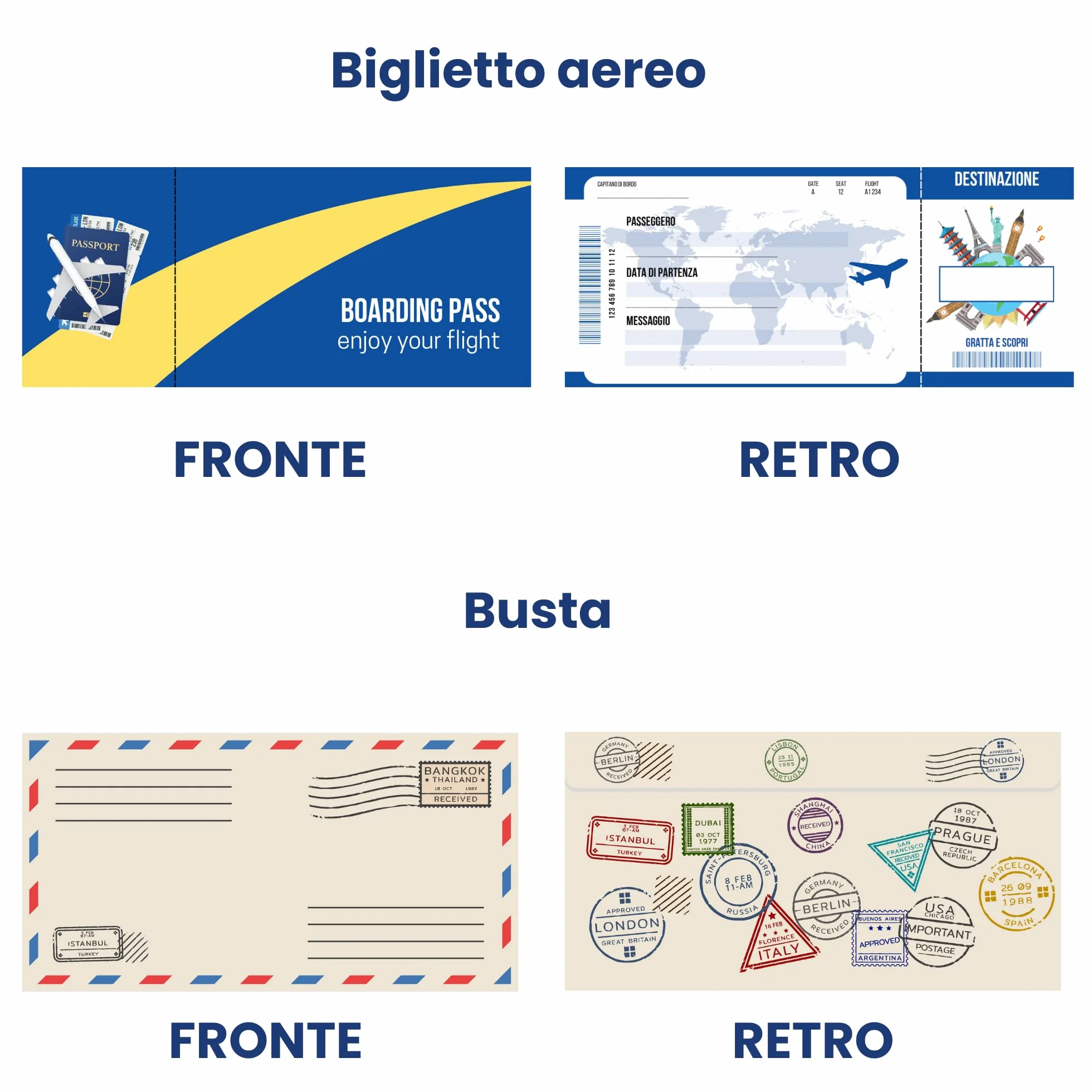 Generico homty Biglietto regalo viaggio a sorpresa finto da grattare da compilare