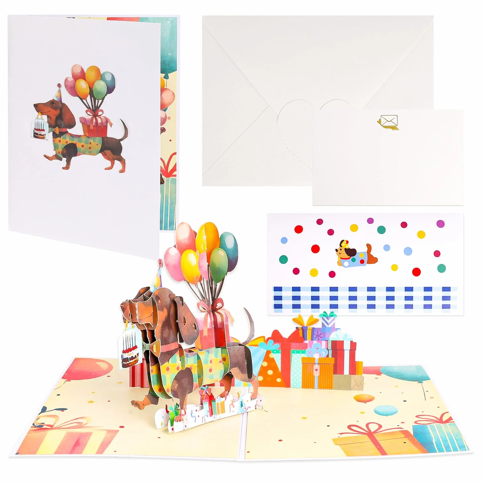 Biglietto di Compleanno per Cane 3D Pop-Up, Cartolina Regalo con Motivo Cane per Familiari e Amici