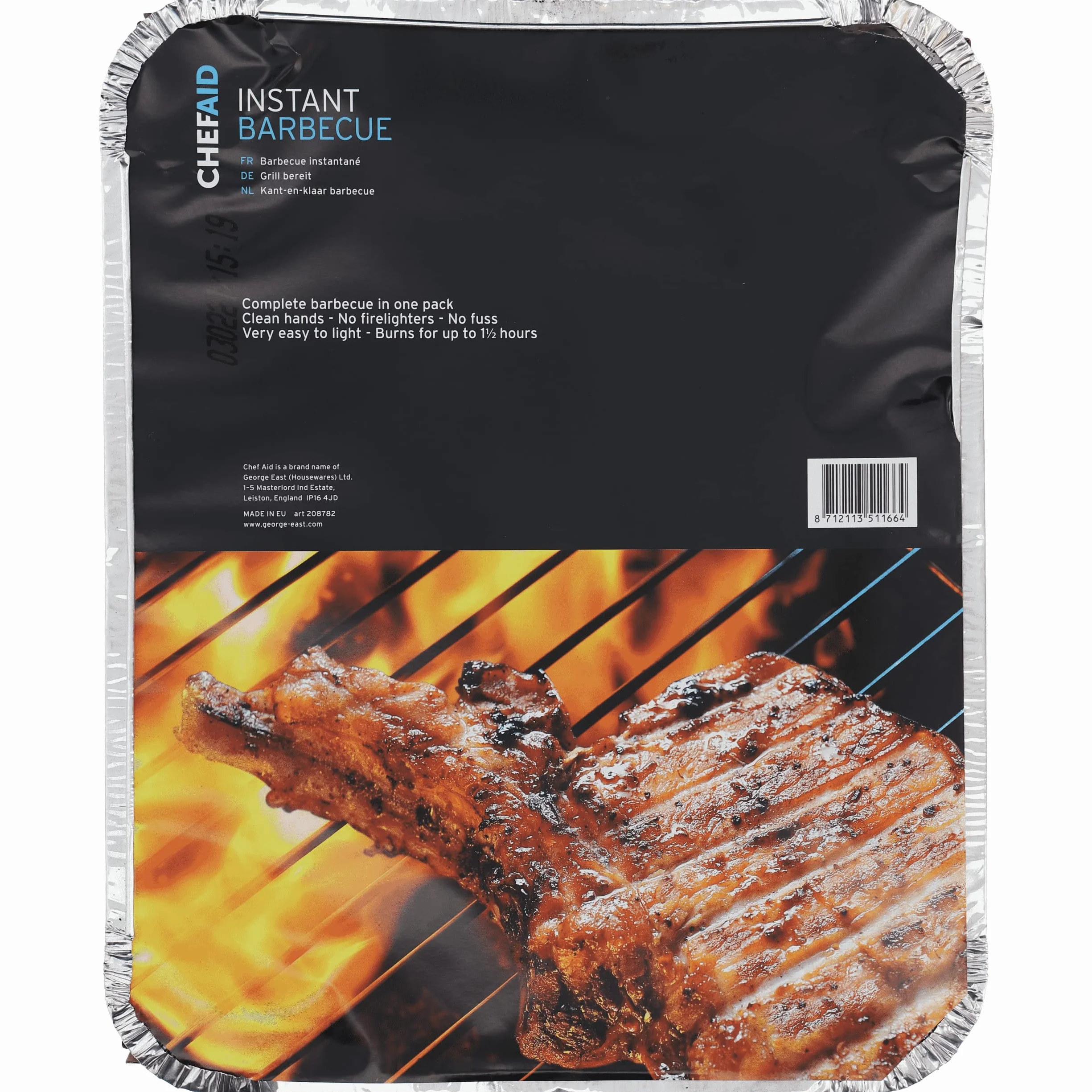 Chef Aid Barbecue a carbonella usa e getta, tempo di combustione extra lungo, ideale per picnic e ospitalità all'aperto