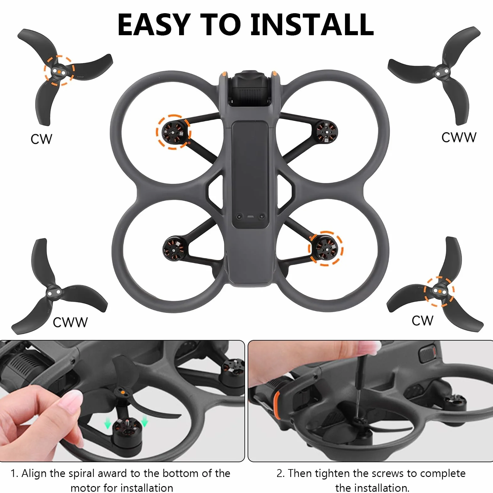 Bocguy Avata 2 Eliche 3032S, 4 Pcs Eliche per Drone, Basso Rumore & Stabile