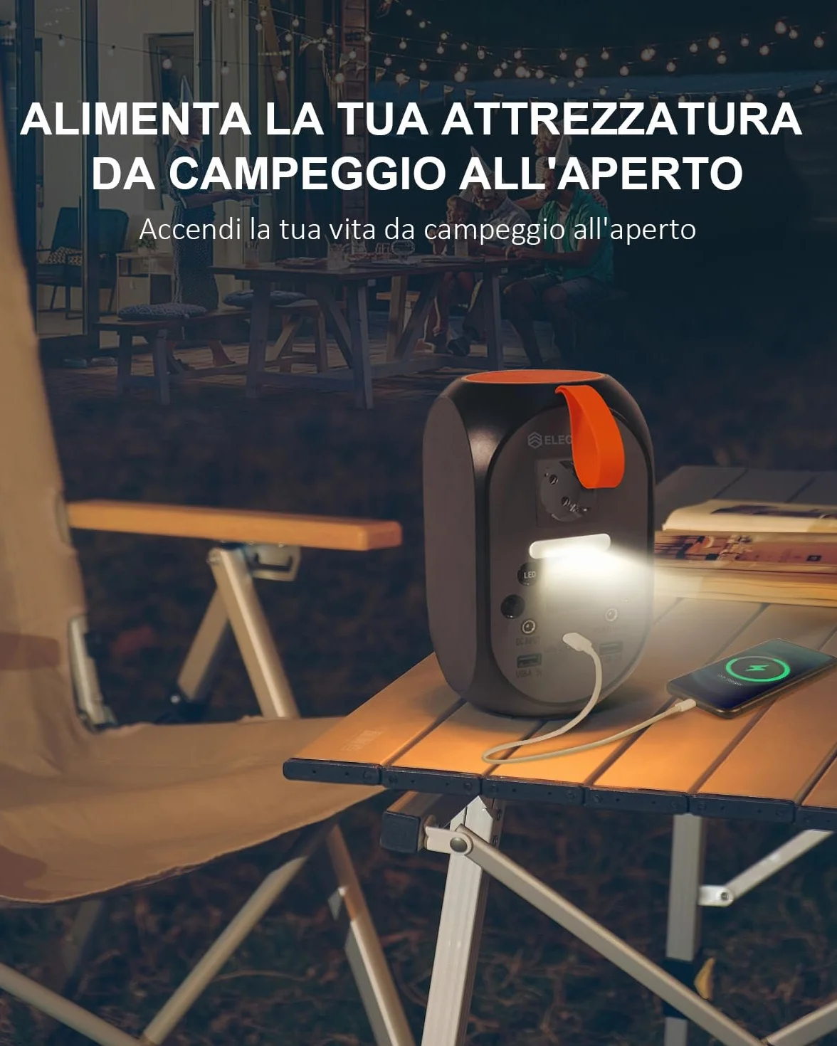 Centrale Elettrica Portatile 99Wh, Generatore Solar Portatile LiFePO4 Batteria CA 120W(Picco 200W) Batteria di Backup con Torcia a LED per Campeggio, Viaggi, Camper, Casa, Emergenza