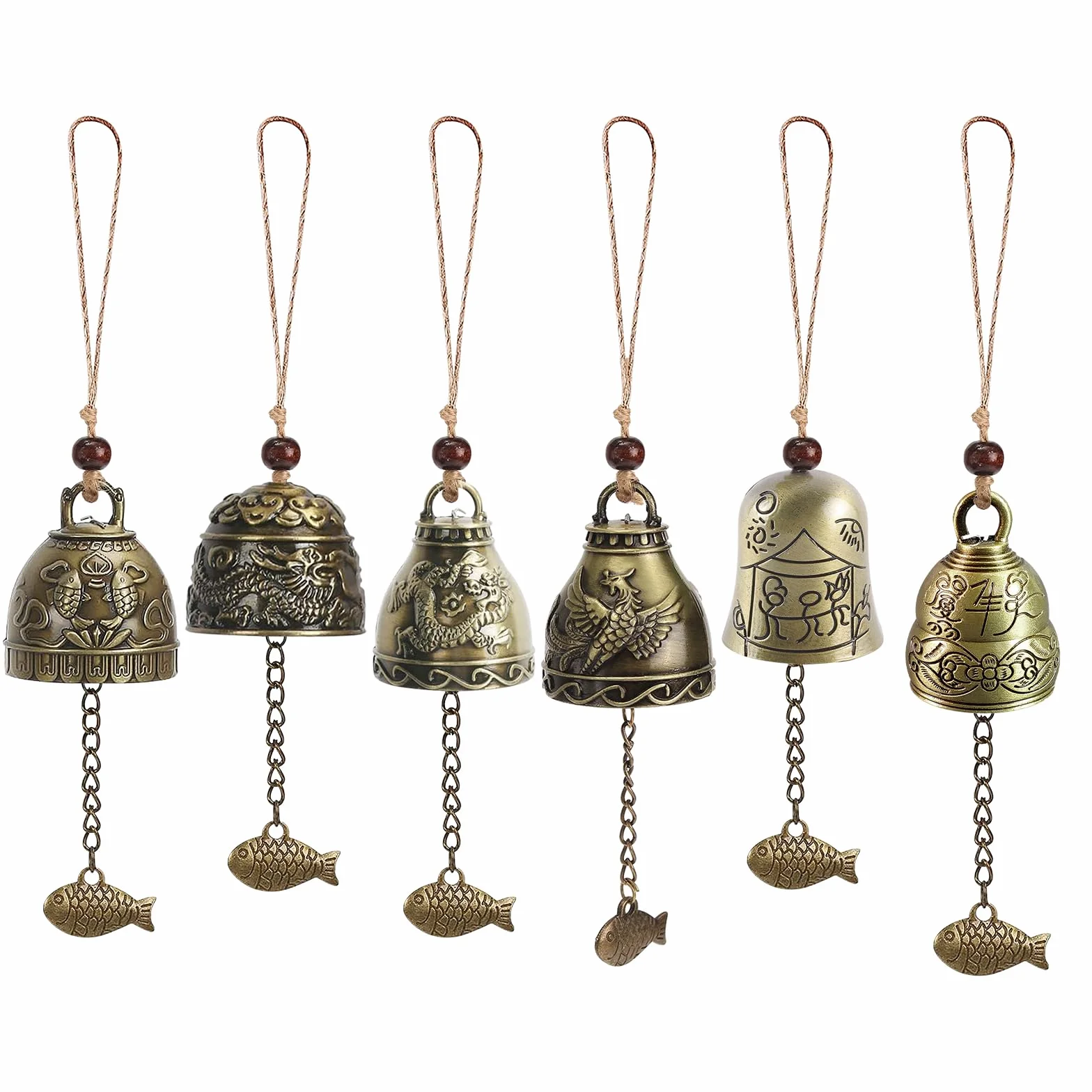 Campane Feng Shui, 6 Pezzi di Campane Feng Shui, Campanula Feng Shui, Campanella di Benedizione, Campanile per Appendere Fortuna e Benedizione nel Giardino di Casa