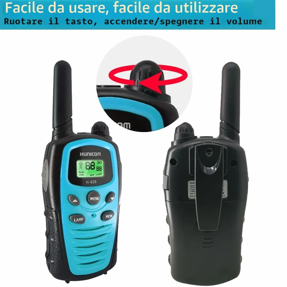 Walkie Talkie PMR VOX vivavoce 5 km LED retroilluminazione Blu