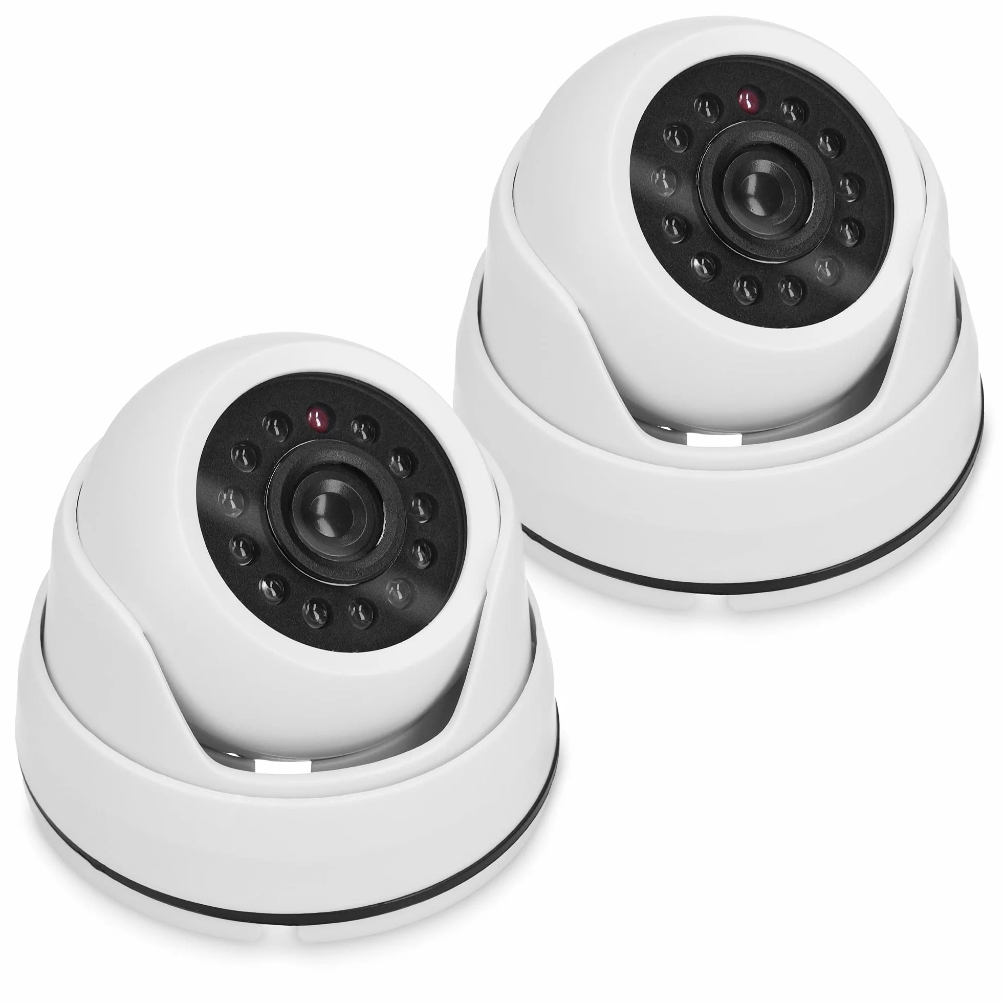 kwmobile Set 2x Finta Telecamera Sorveglianza a Cupola con LED - Dummy Camera Videosorveglianza - Bianco