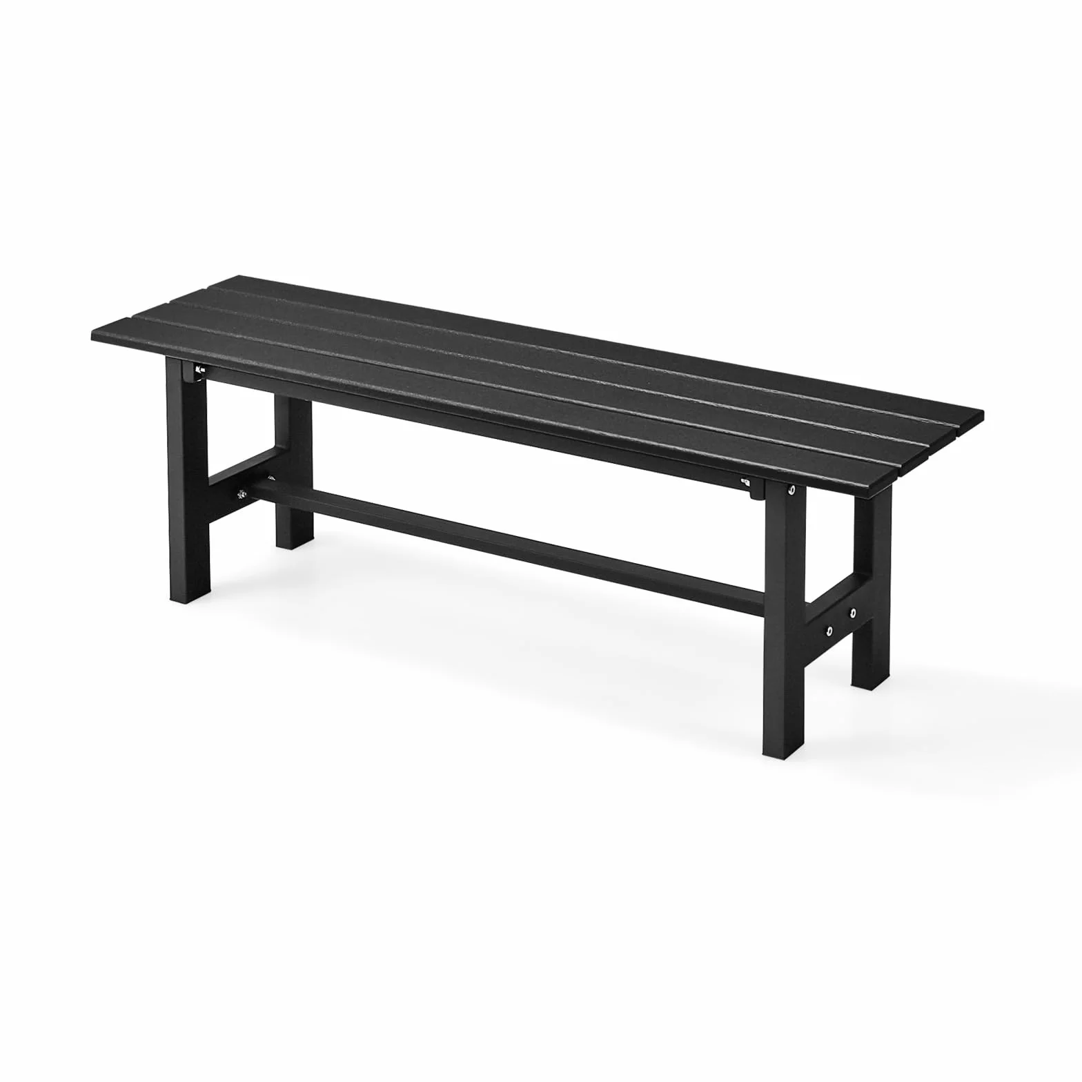 COSTWAY Panchina da Esterno con Sedile HDPE, Panca da Giardino con Telaio in Metallo Verniciato a Polvere, Panchina da Giardino, Parco e Balcone, Portata 300 kg, 120 x 36 x 40,5 cm (Black)
