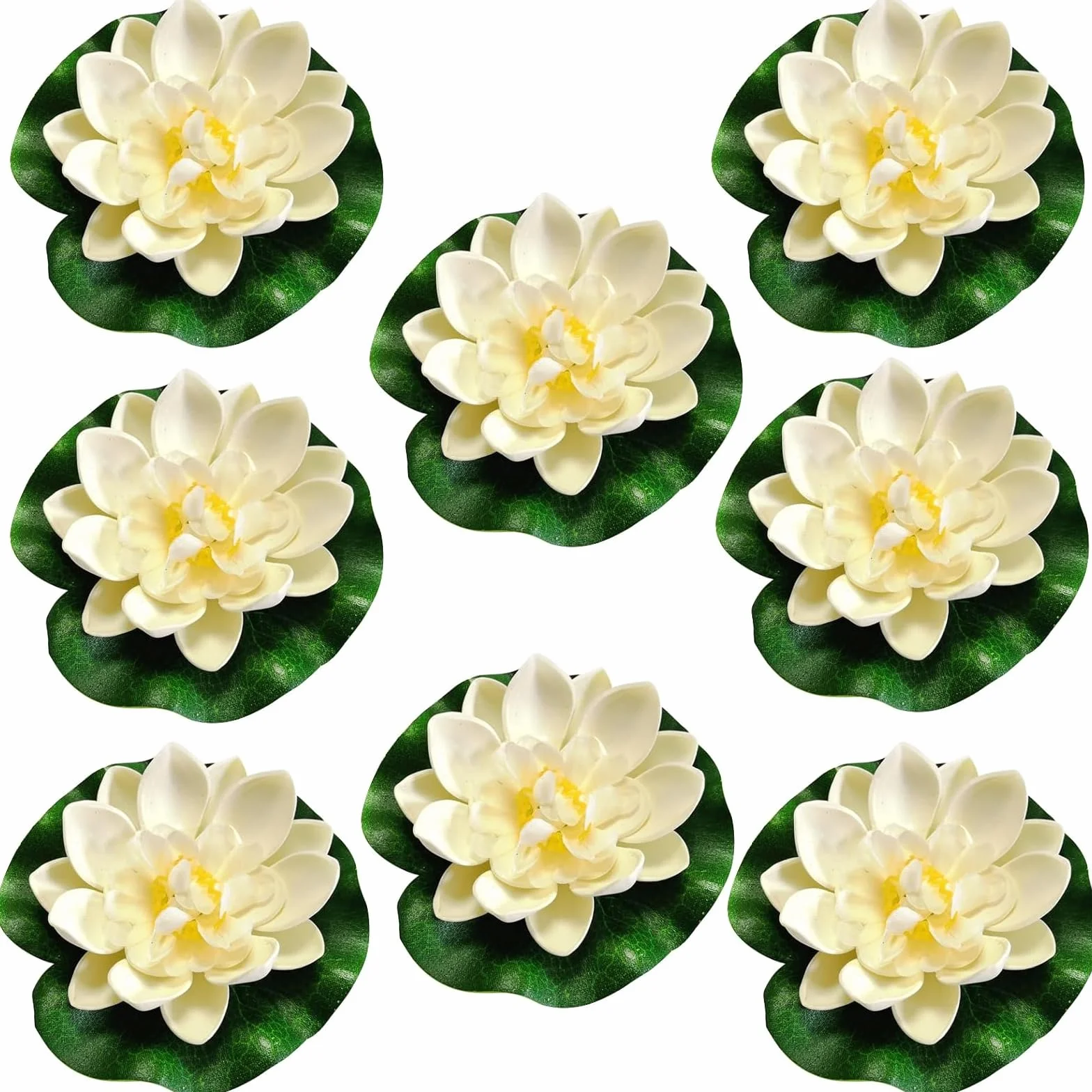 Ninfee artificiali, 8 pezzi, loto artificiale, decorazione galleggiante per laghetti, piante artificiali, ninfee, piante da stagno, decorazione galleggiante per acquario, terrazza, giardino, stagno