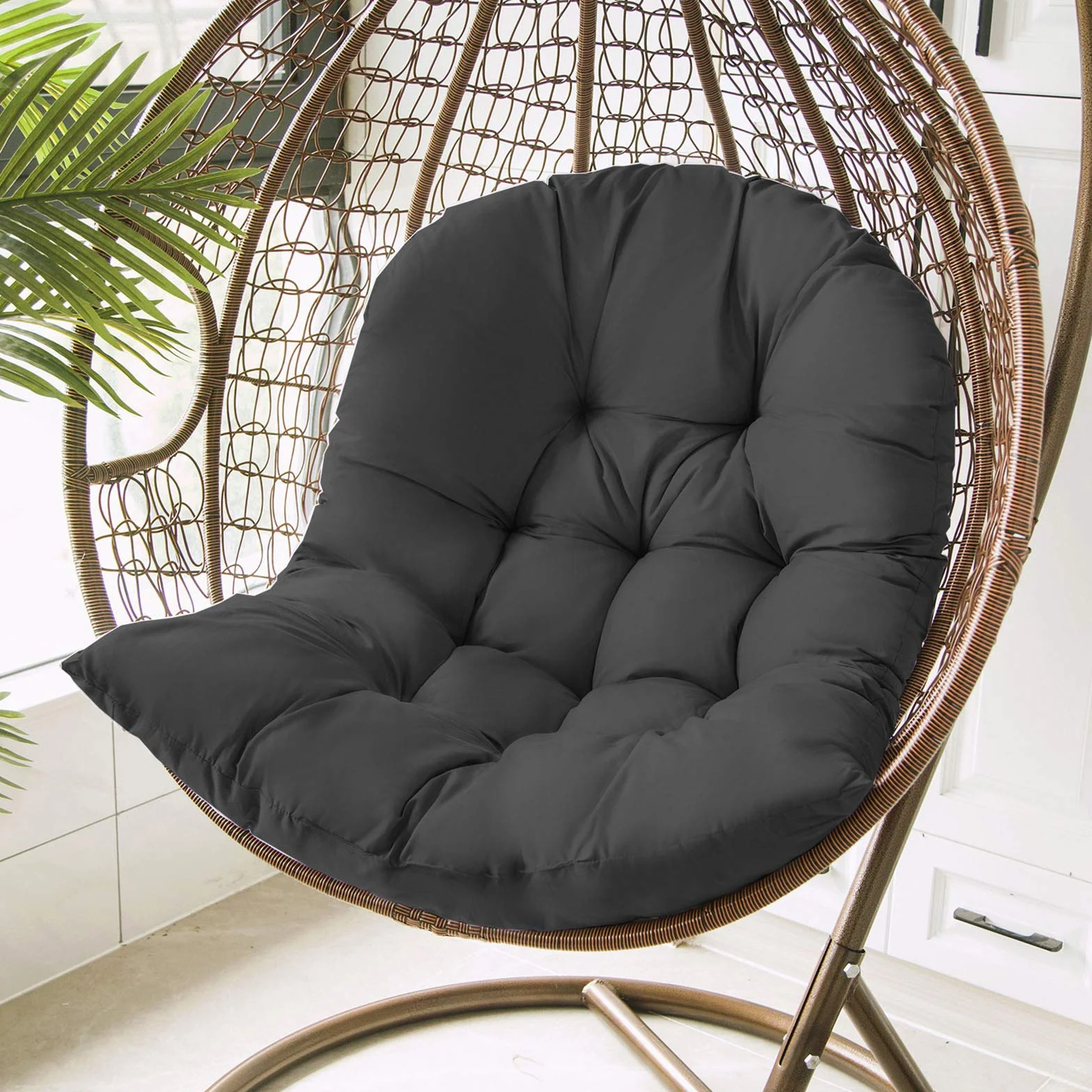 Cuscino singolo per dondolo da appendere, cuscino integrato per sedia a uovo, materasso sospeso, culla in rattan, per esterni, balcone, patio, giardino, altalena singola, divano o auto