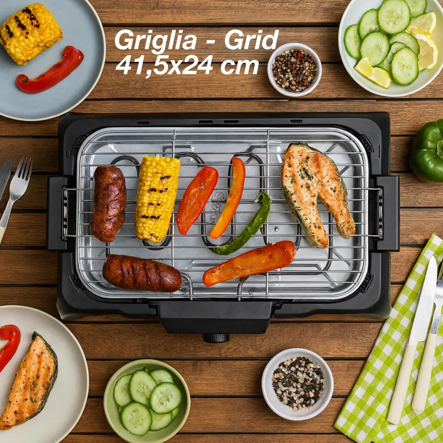BEPER P101BBQ001 Barbecue Elettrico 2000W Griglia XXL 41,5x24 cm Cottura Senza Fumo