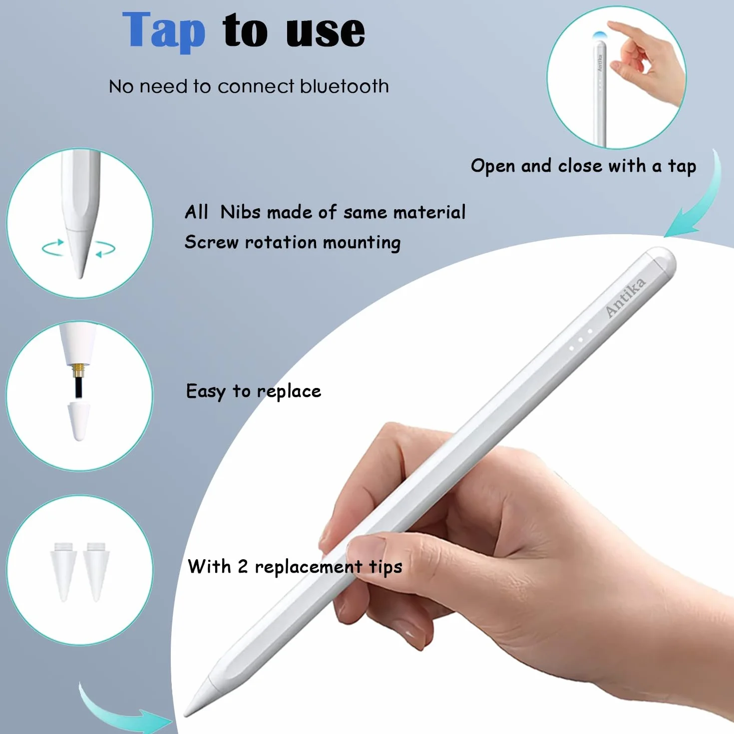 Antika Universal Capacitive Stylus Pen Magnetic Compatible with iPad, Android, iOS Smartphone Tablet