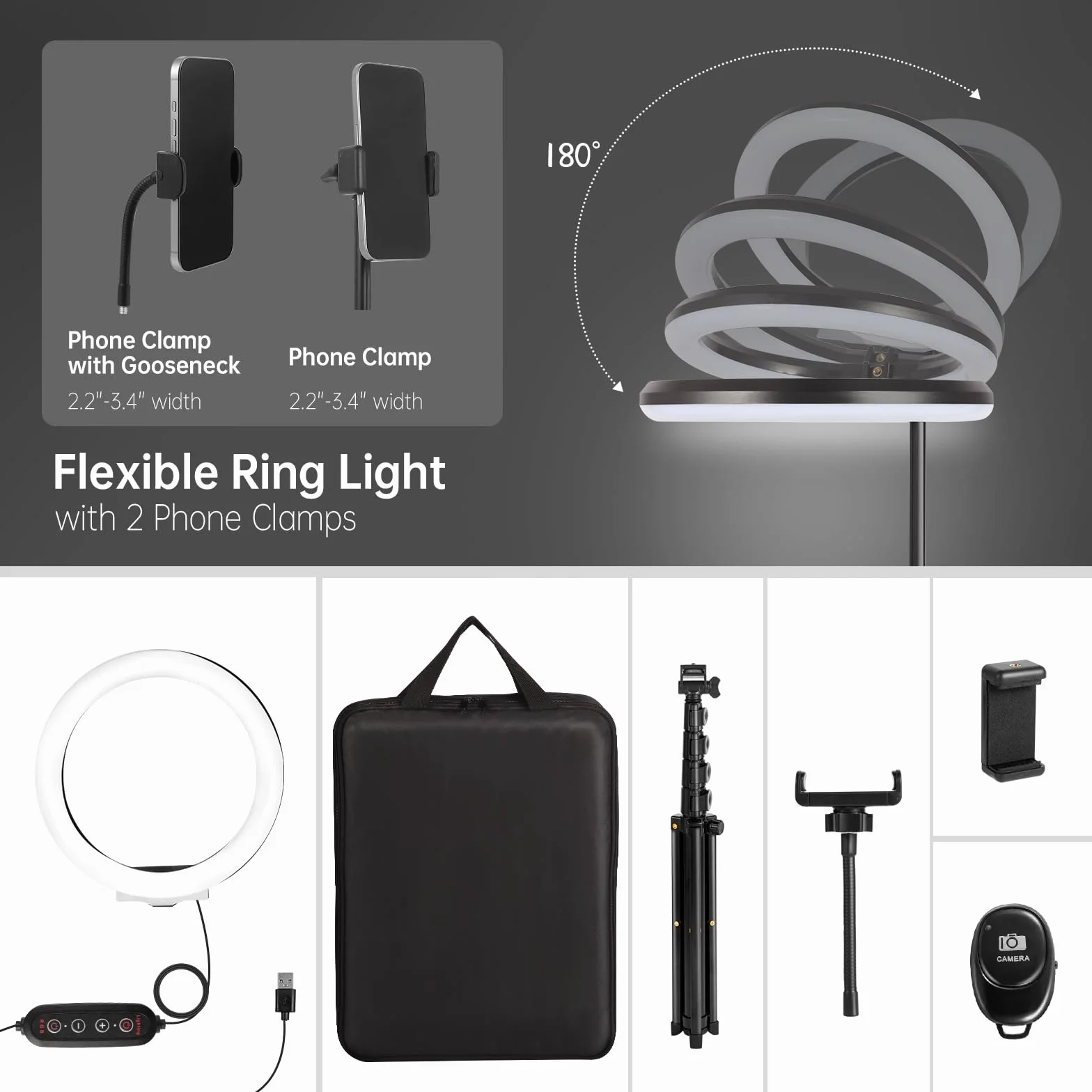MICCYE Ring Light 10" Luce ad Anello LED con Treppiede 180cm 26 Modalità RGB 8 Luminosità