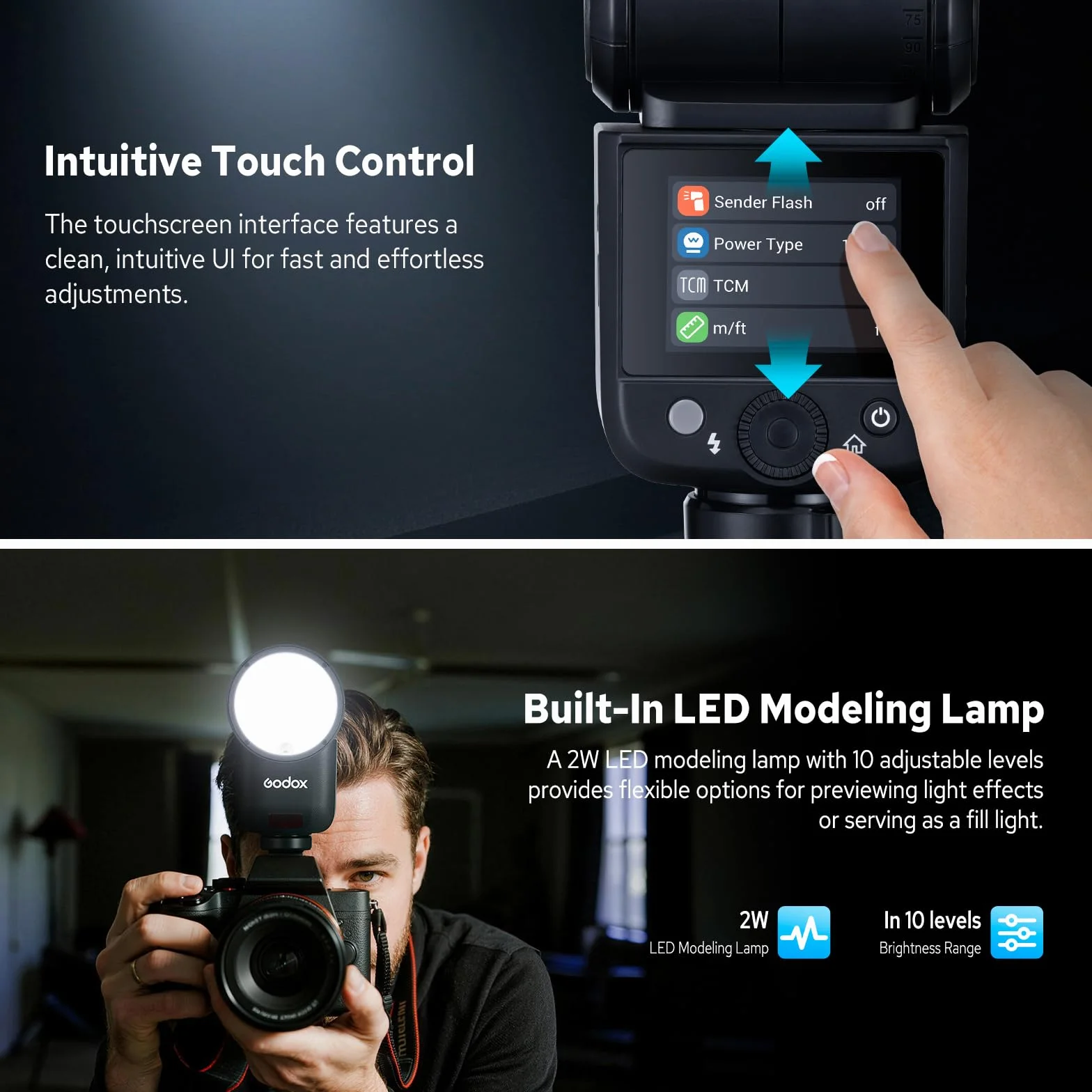 GODOX V1 mid S Flash TTL a Testa Rotonda Wireless 2.4G HSS 1/8000s 2200mAh 650 Flash Supporto Type-C Compatibile Sony