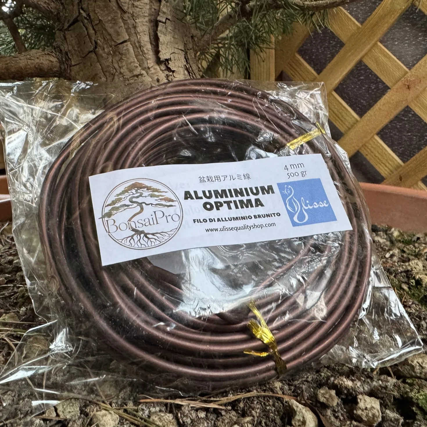 ULISSE® BonsaiPro Aluminium Optima - Filo per Bonsai Brunito - Modellabile e Resistente - Vari Diametri - 500g - per Modellare e Correggere la Forma dei Rami - Attrezzi Bonsai Professionali (5,5 mm)