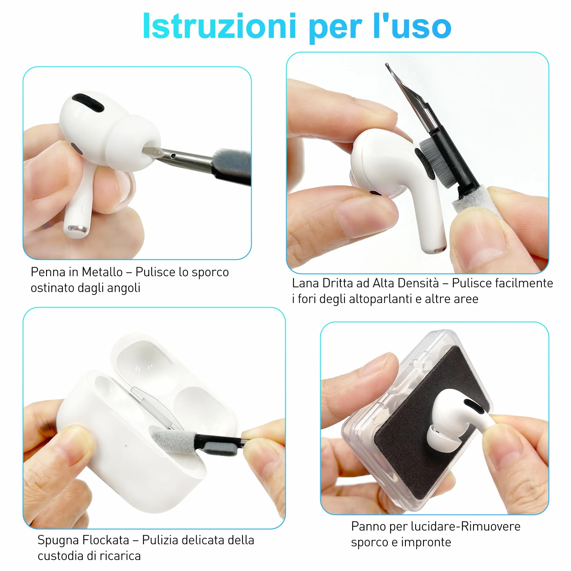 YISH Gommini per AirPods Pro/AirPods Pro 2 4 Paia Cuffie Auricolari con Custodia Penna Pulizia Foro Riduzione Rumore Ricambio (XS/S/M/L)