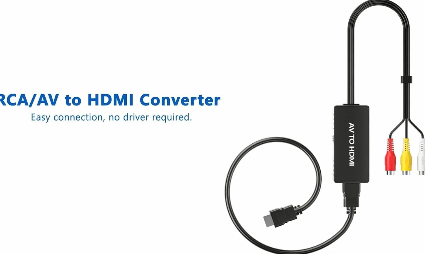 Convertitore RCA a HDMI, Adattatore AV Composito per Wii PS2 VHS VCR DVD Xbox N64, Supporto PAL/NTSC 720P/1080P