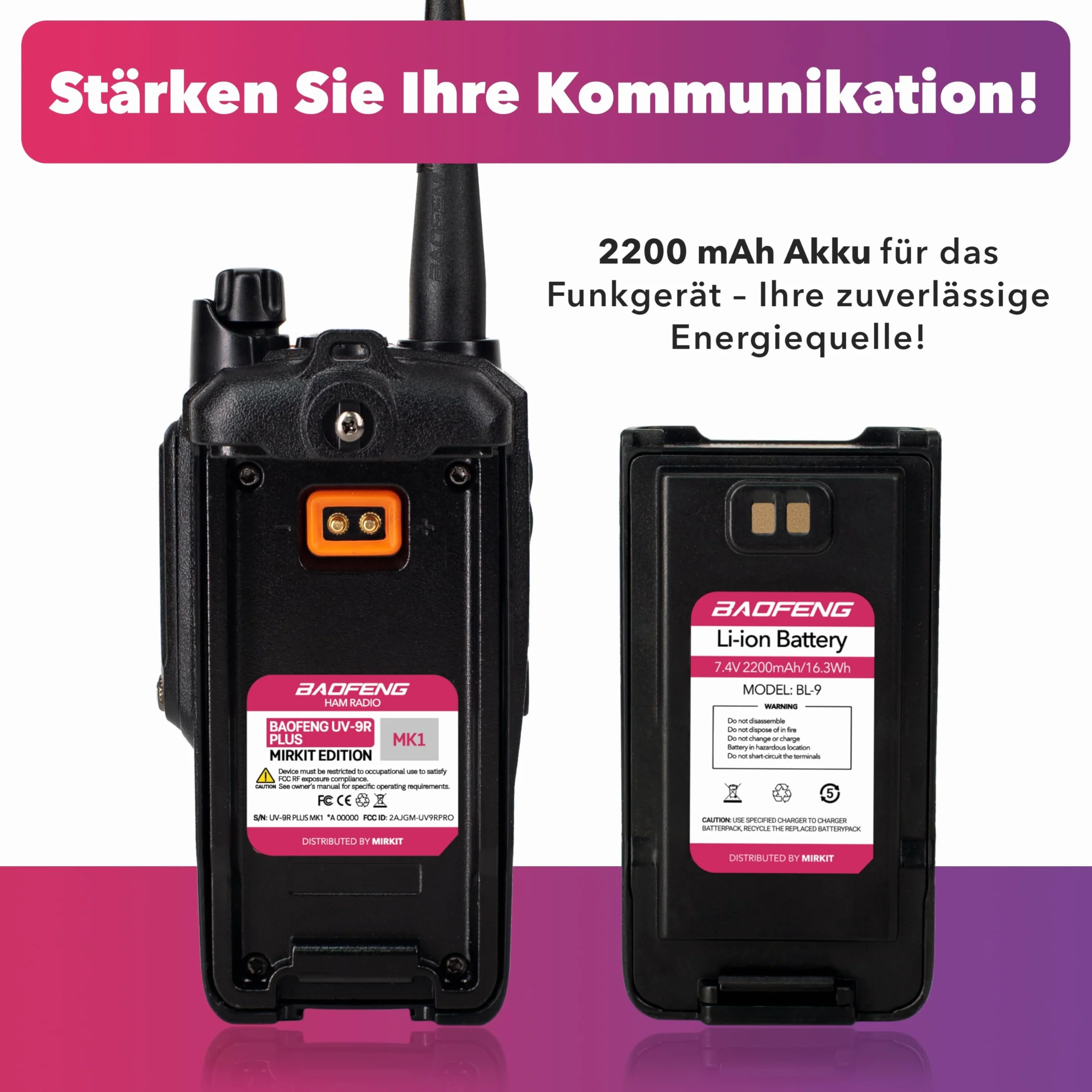 MIRKIT Radio impermeabile UV-9R Plus MK1 Dual Band 2200 mAh