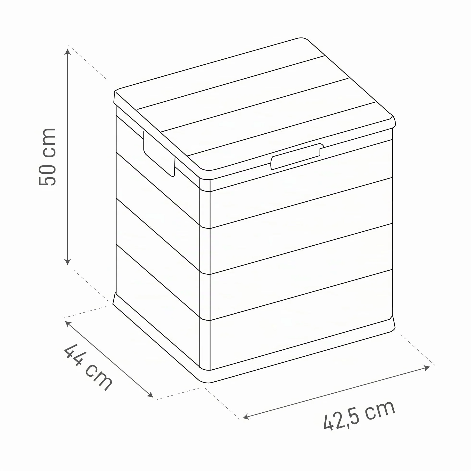 Toomax Multibox Woody's 90 baule da 90L contenitore da esterni antracite 42,5x44x50h effetto legno plastica resistente UV foro lucchetto