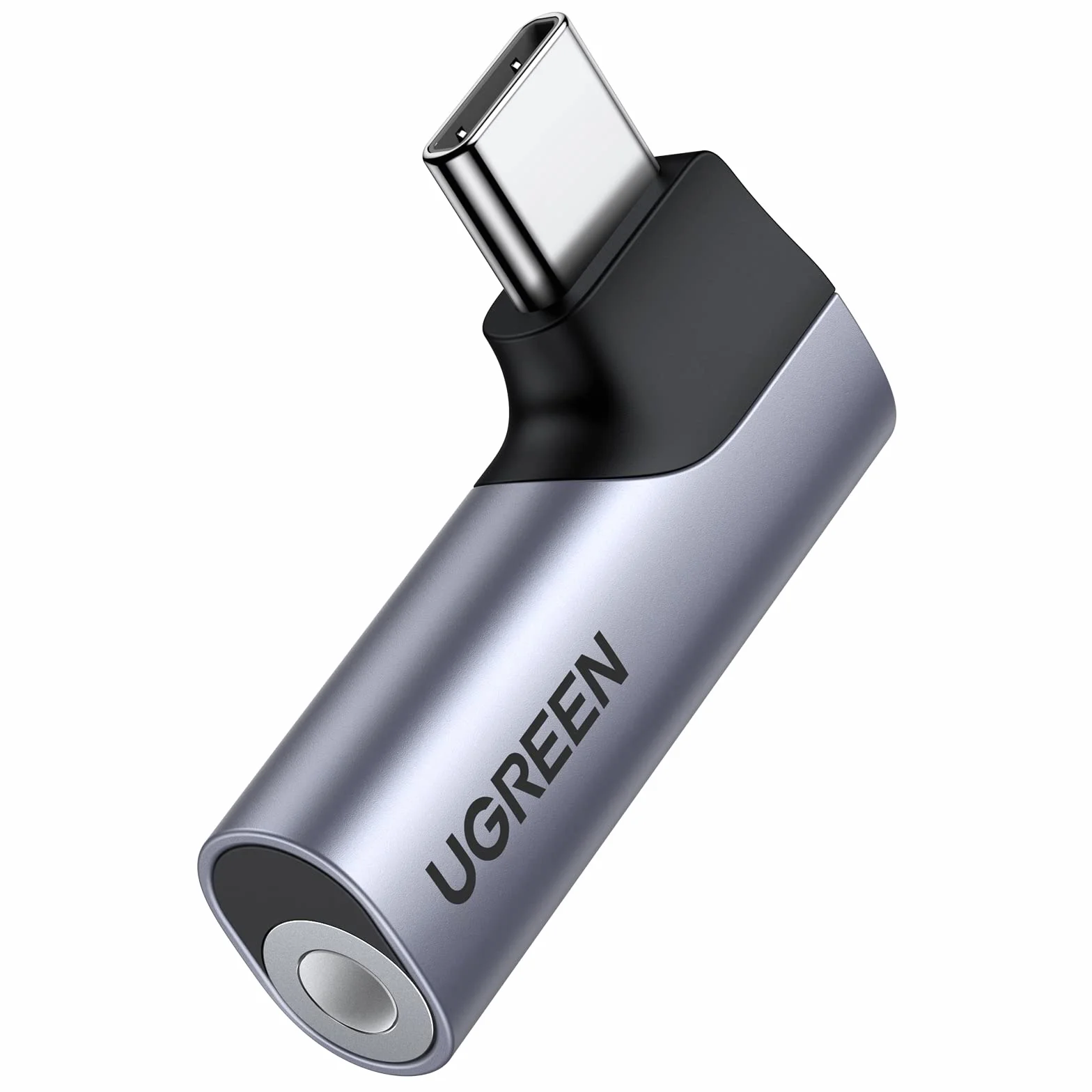 UGREEN Adattatore USB C a Jack 3.5mm 90 Gradi con DAC Chip Compatibile con iPhone 17 Pro Max Air Galaxy S25 Ultra Pixel 9 Xiaomi Gray