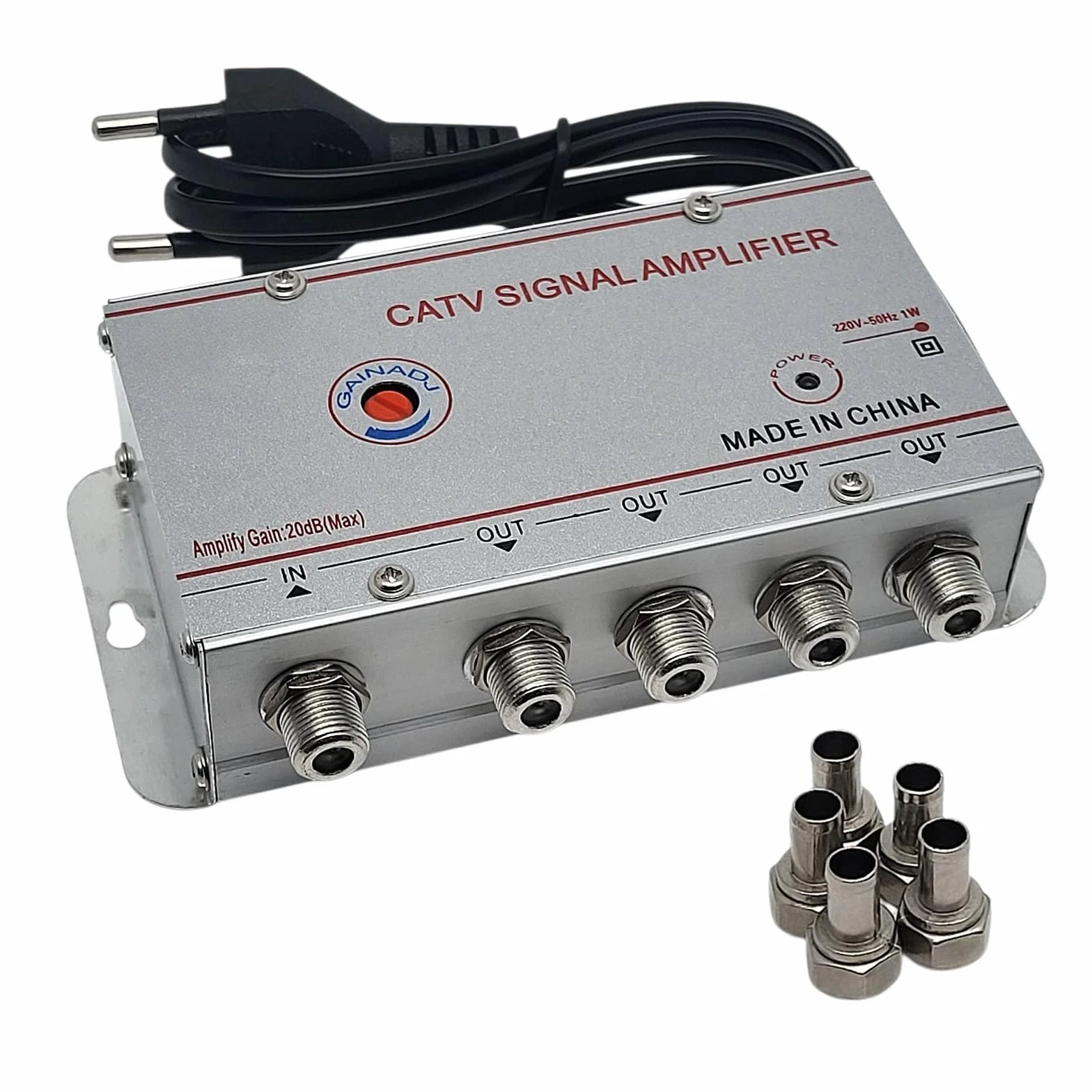 Amplificatore Segnale Antenna TV 4 Uscite da Interno Digitale Terrestre per Decoder e Televisori
