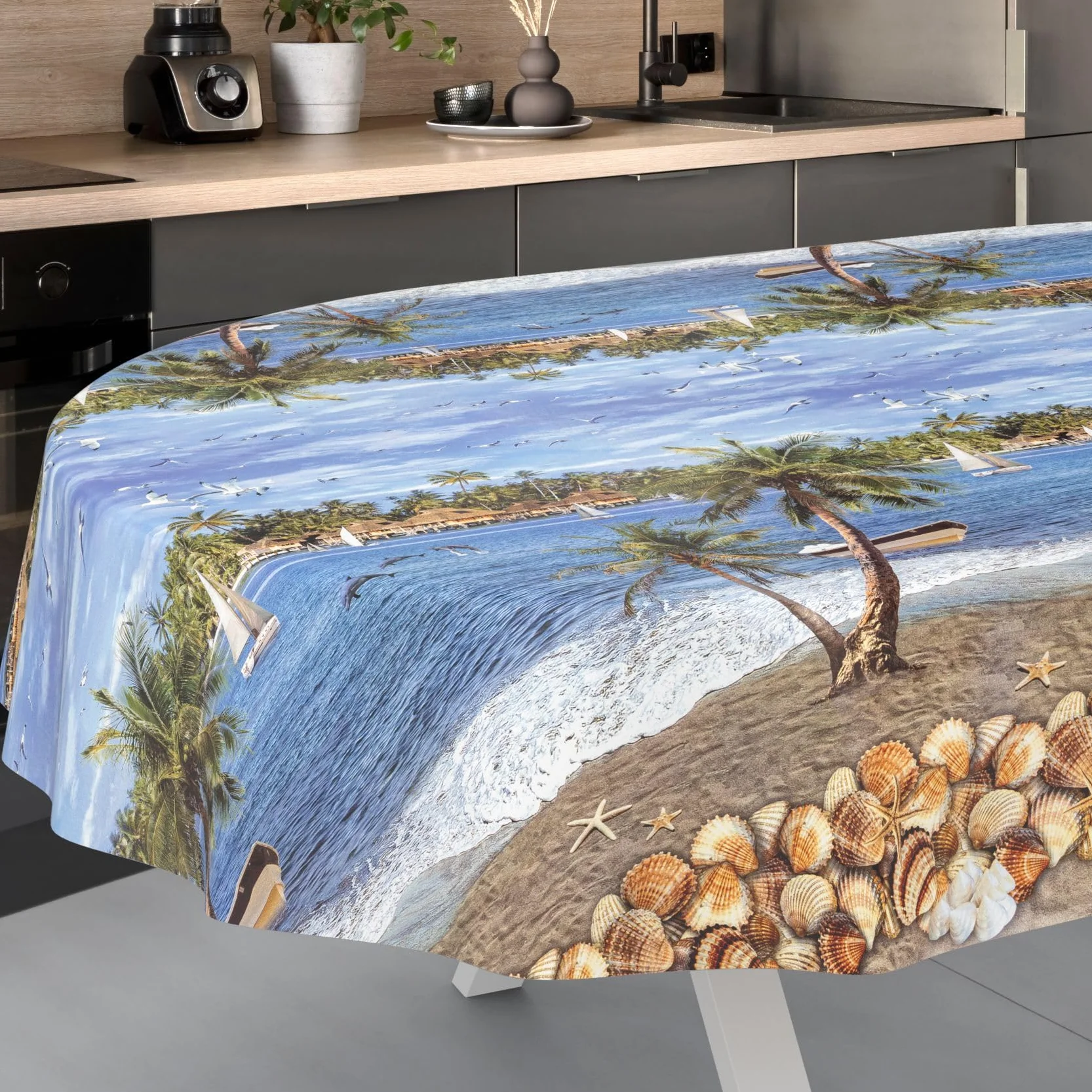 ANRO Tovaglia cerata lavabile ovale 200 x 140 cm per esterni