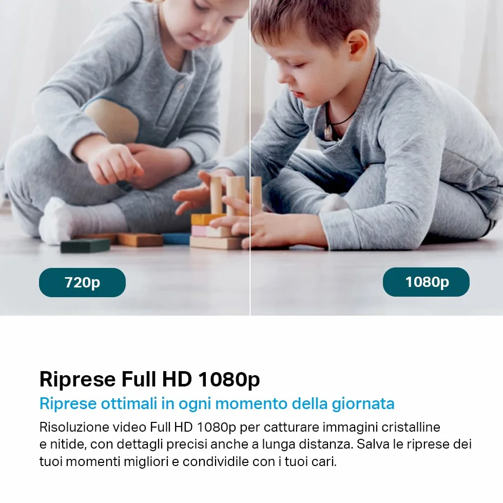 Tapo C200P2 Telecamera Wi-Fi Interno 1080P Sorveglianza Visione Notturna Audio Bidirezionale 2 Confezione