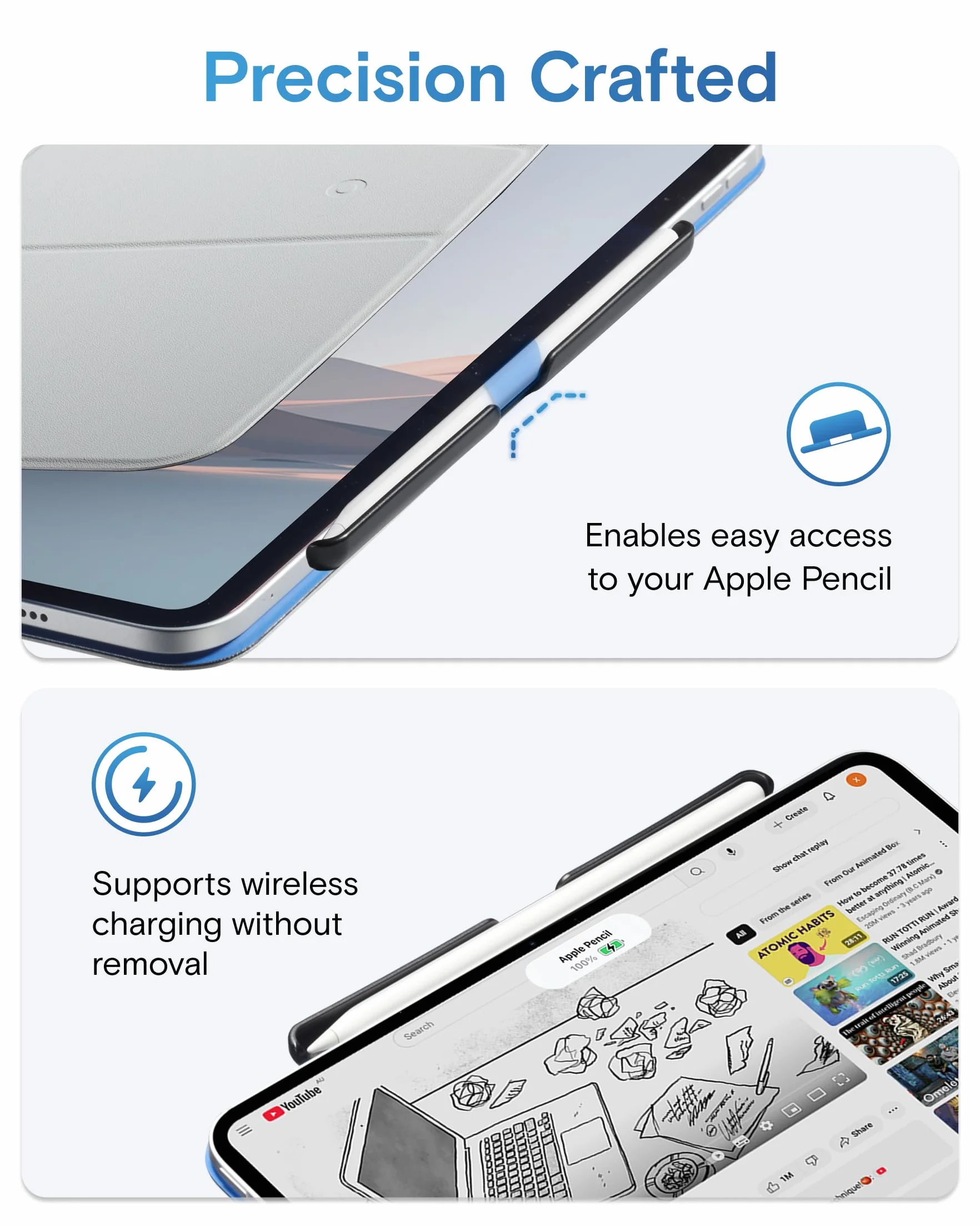 MOFT Porta-Penna custodia USB-C compatibile Apple Pencil Pro 2ª generazione Apple Smart Folio Magic Keyboard