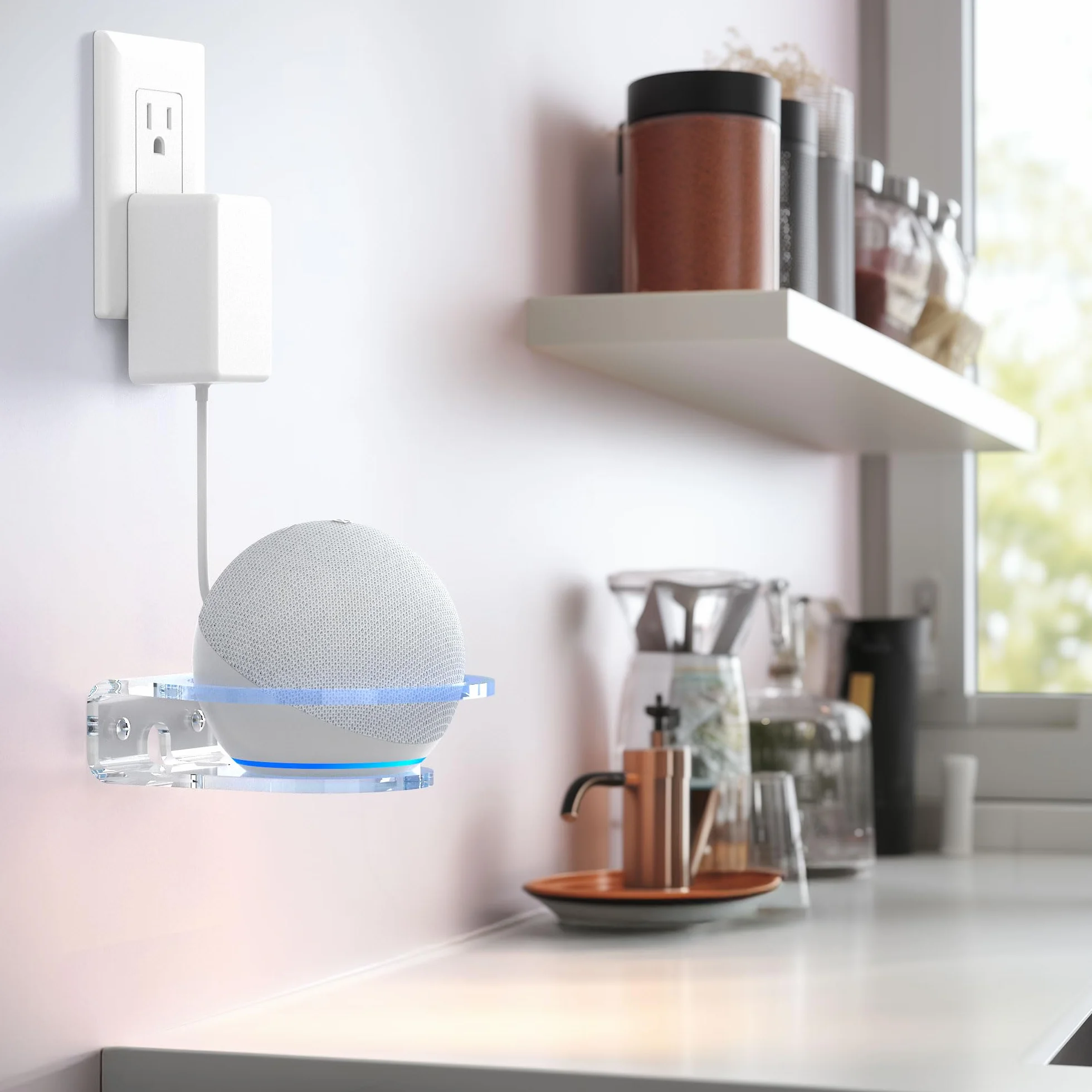 HomeMount Supporto da Parete per Dot 4ª/5ª Gen, Dot Max e HomePod Mini, Staffa Altoparlante in Acrilico Trasparente