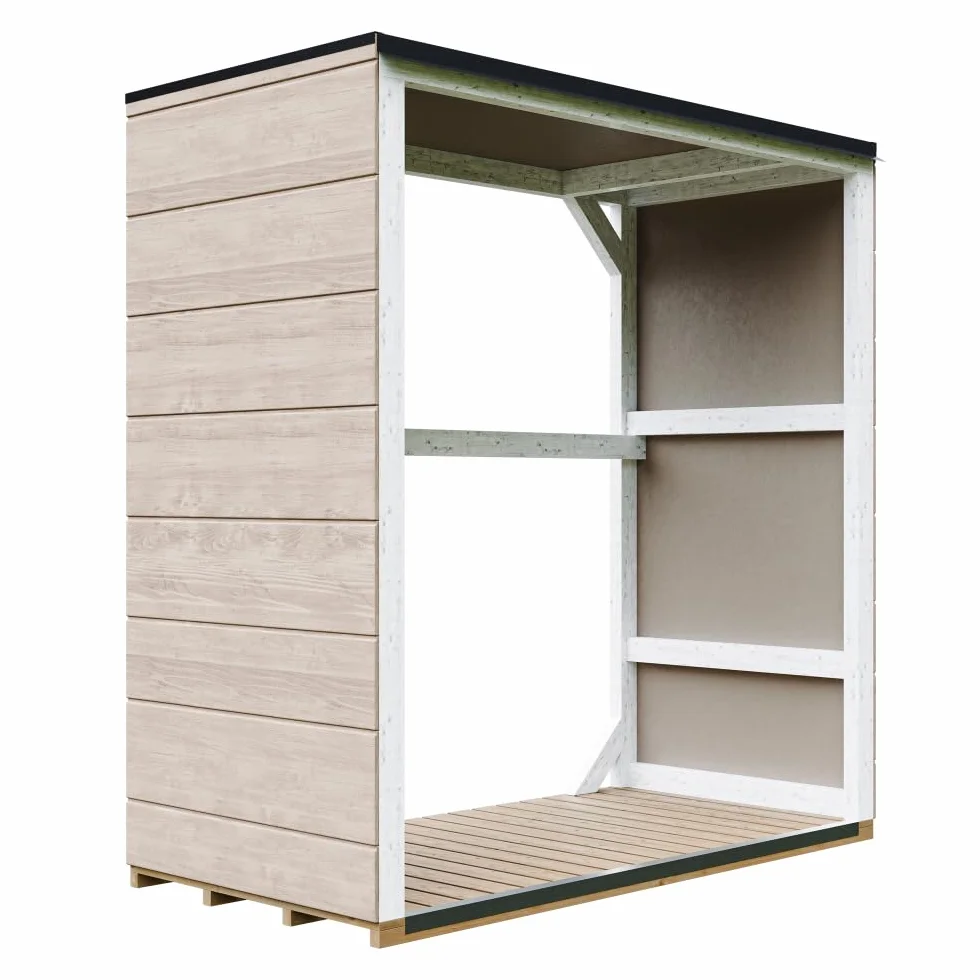 Legnaia da esterno 1,14 m² - 75 x 153 x H159 cm - Deposito da giardino per la legna resistente alle intemperie - TIMBELA M980-1-TERRA BROWN
