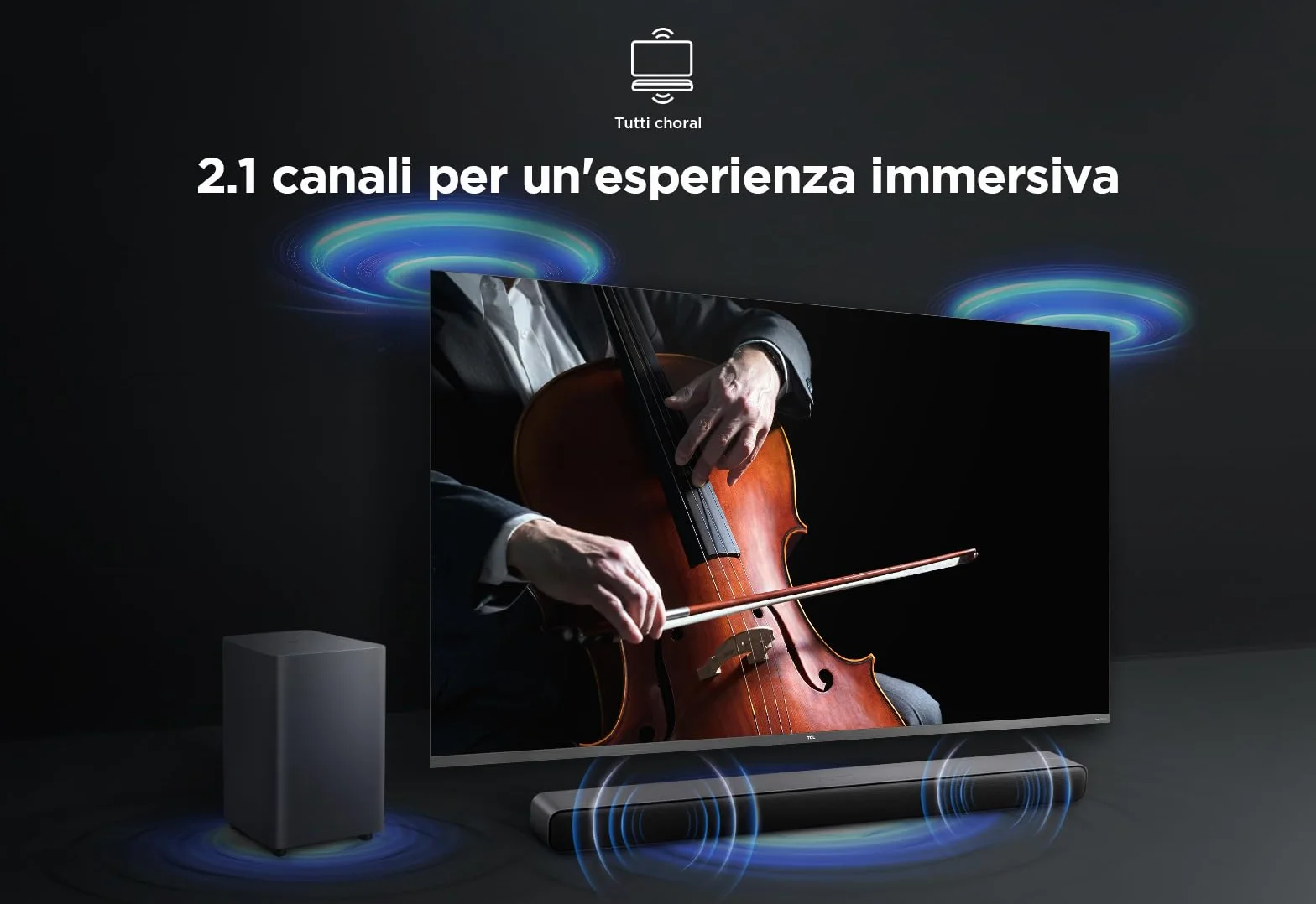 TCL S55HE Soundbar 2.1 220W Dolby Atmos DTS Virtual:X wireless subwoofer Bluetooth 5.3 HDMI eARC